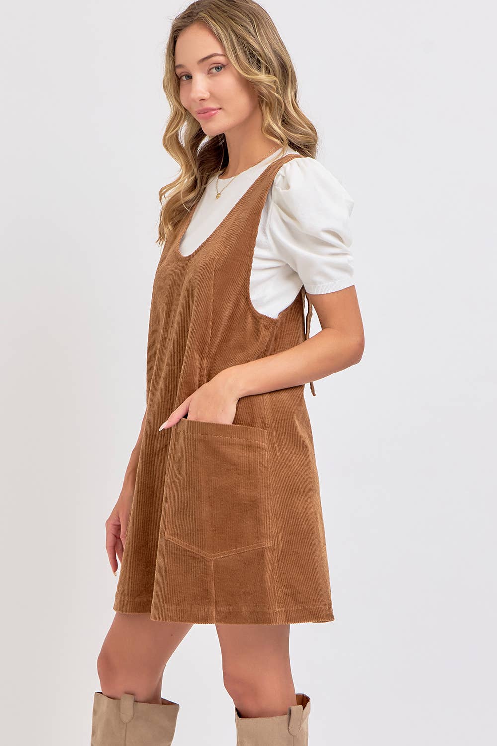 CASUAL OVERALL CORDUROY DRESS
