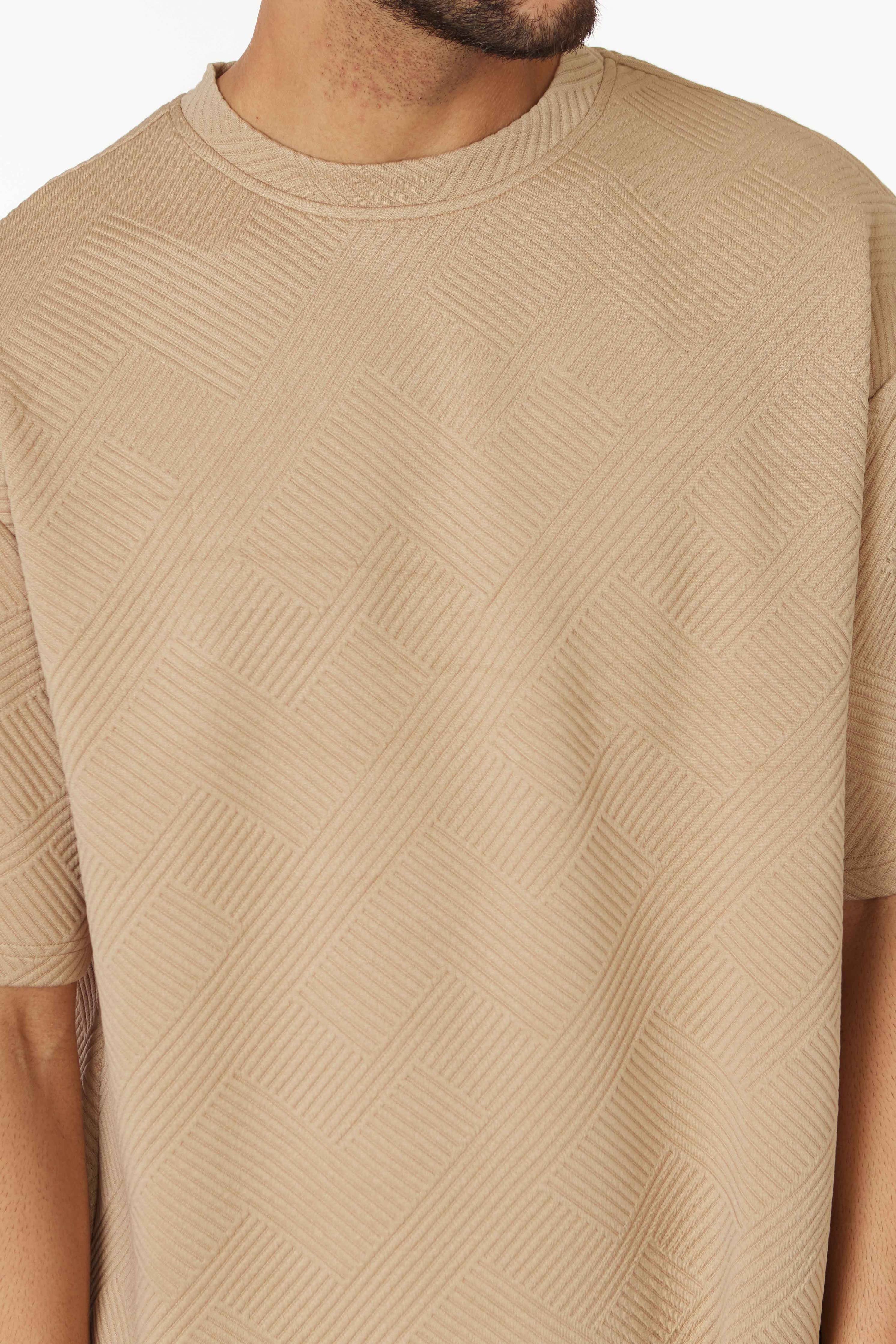 Short Sleeve Textured T-Shirt & Short Set (Sand)