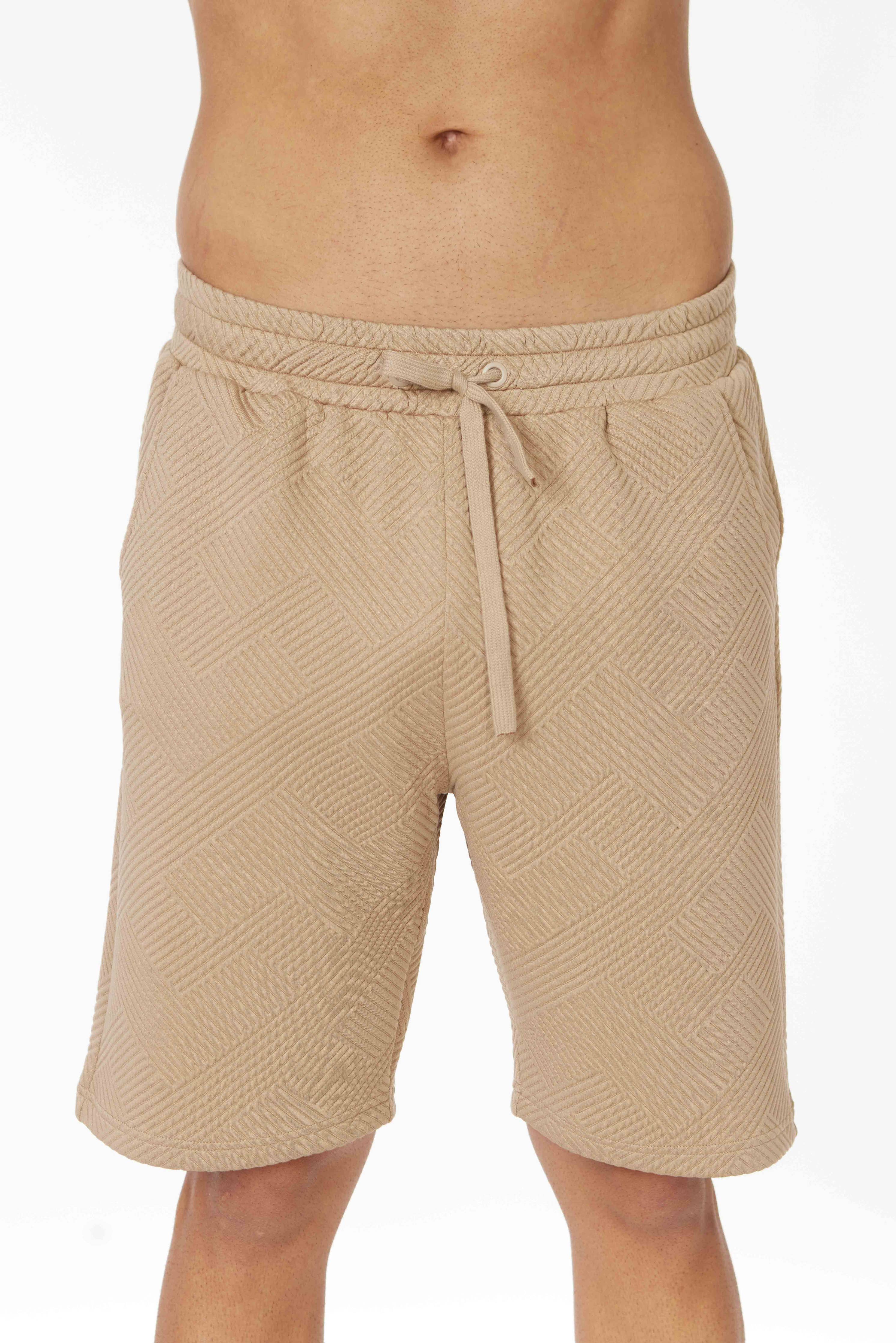 Short Sleeve Textured T-Shirt & Short Set (Sand)