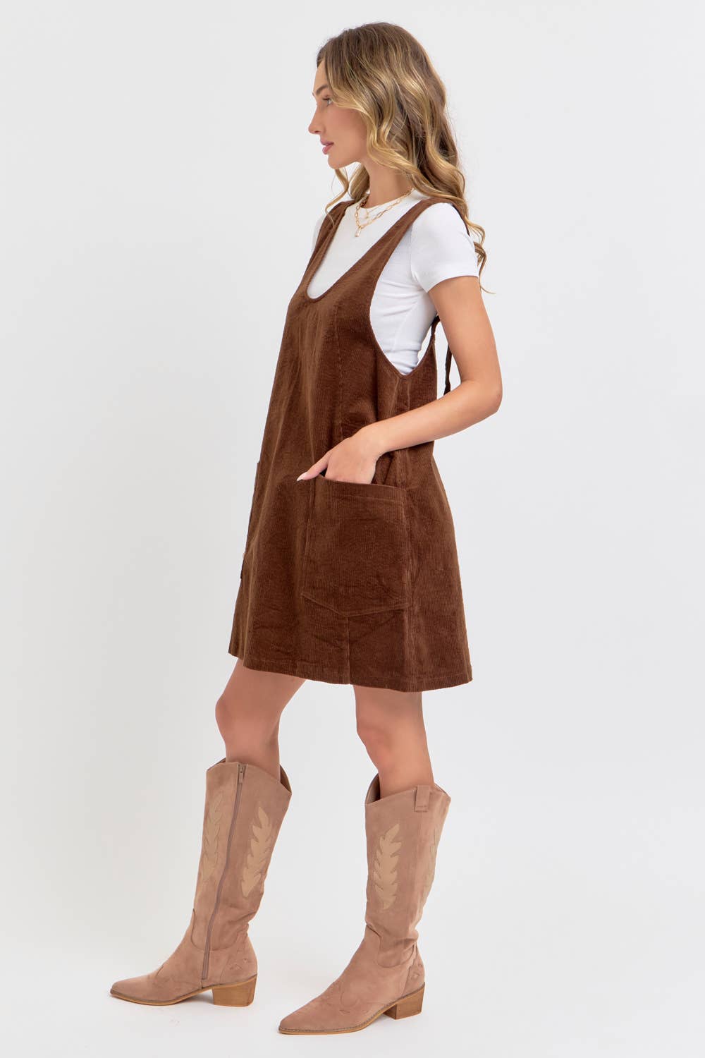 CASUAL OVERALL CORDUROY DRESS