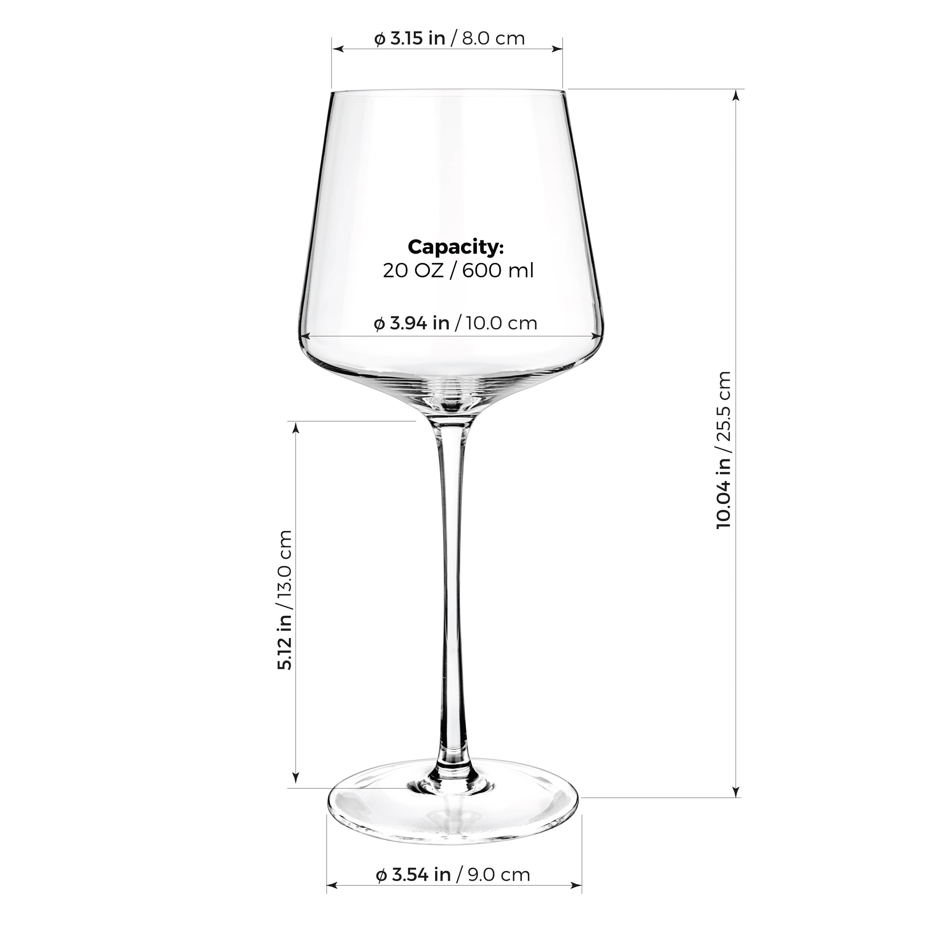 Luxbe - Wine Crystal Glasses Set of 4/6, 20.5 oz Large Tall