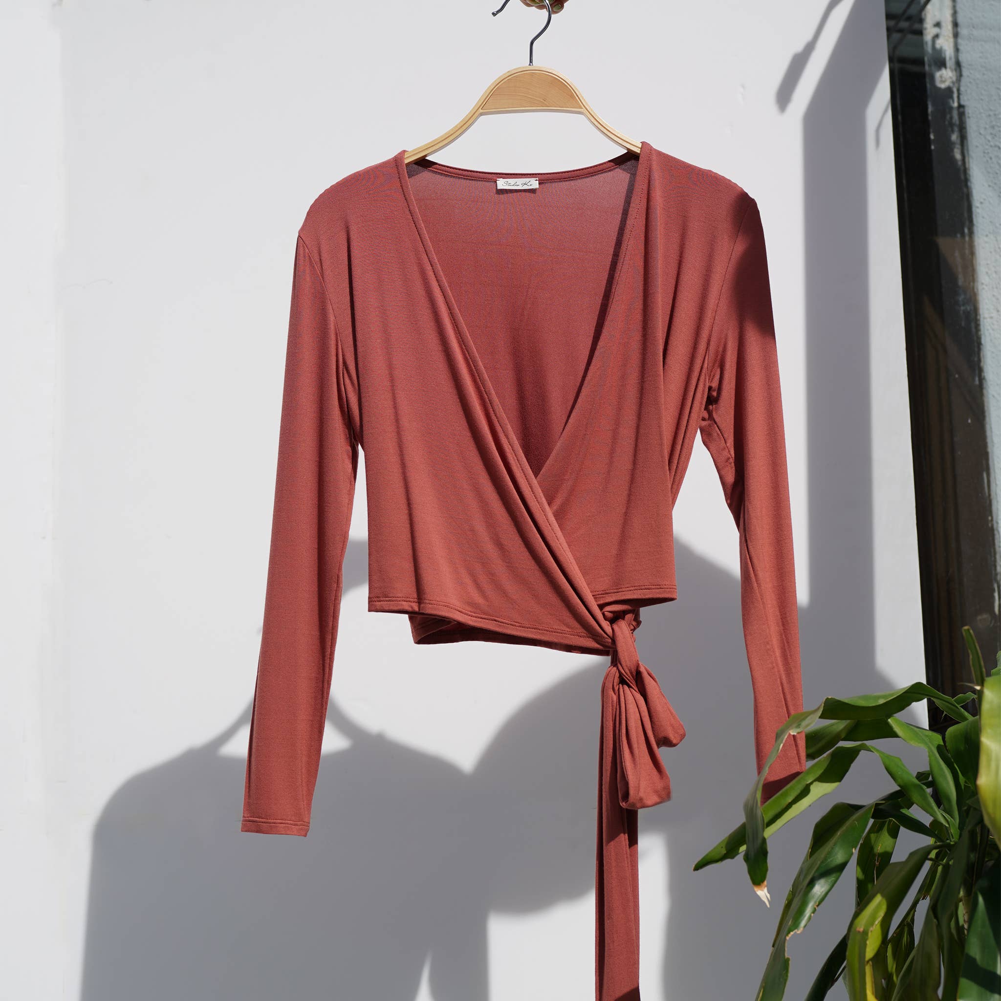 Bamboo Wrap Crop Top - Dull Grey