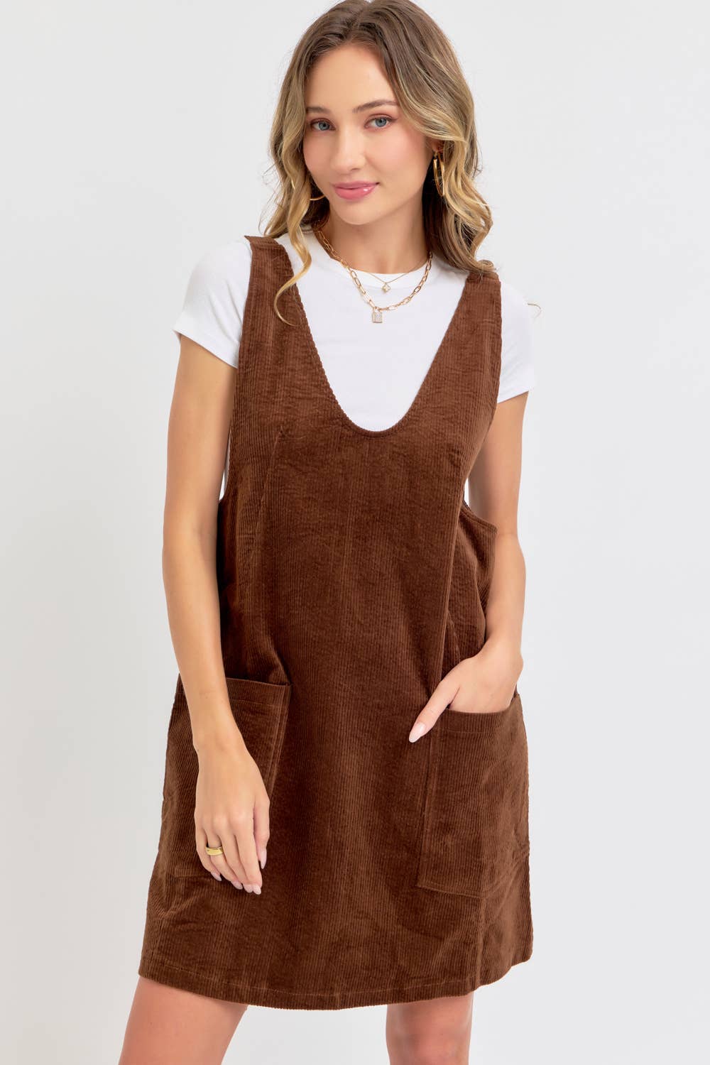 CASUAL OVERALL CORDUROY DRESS