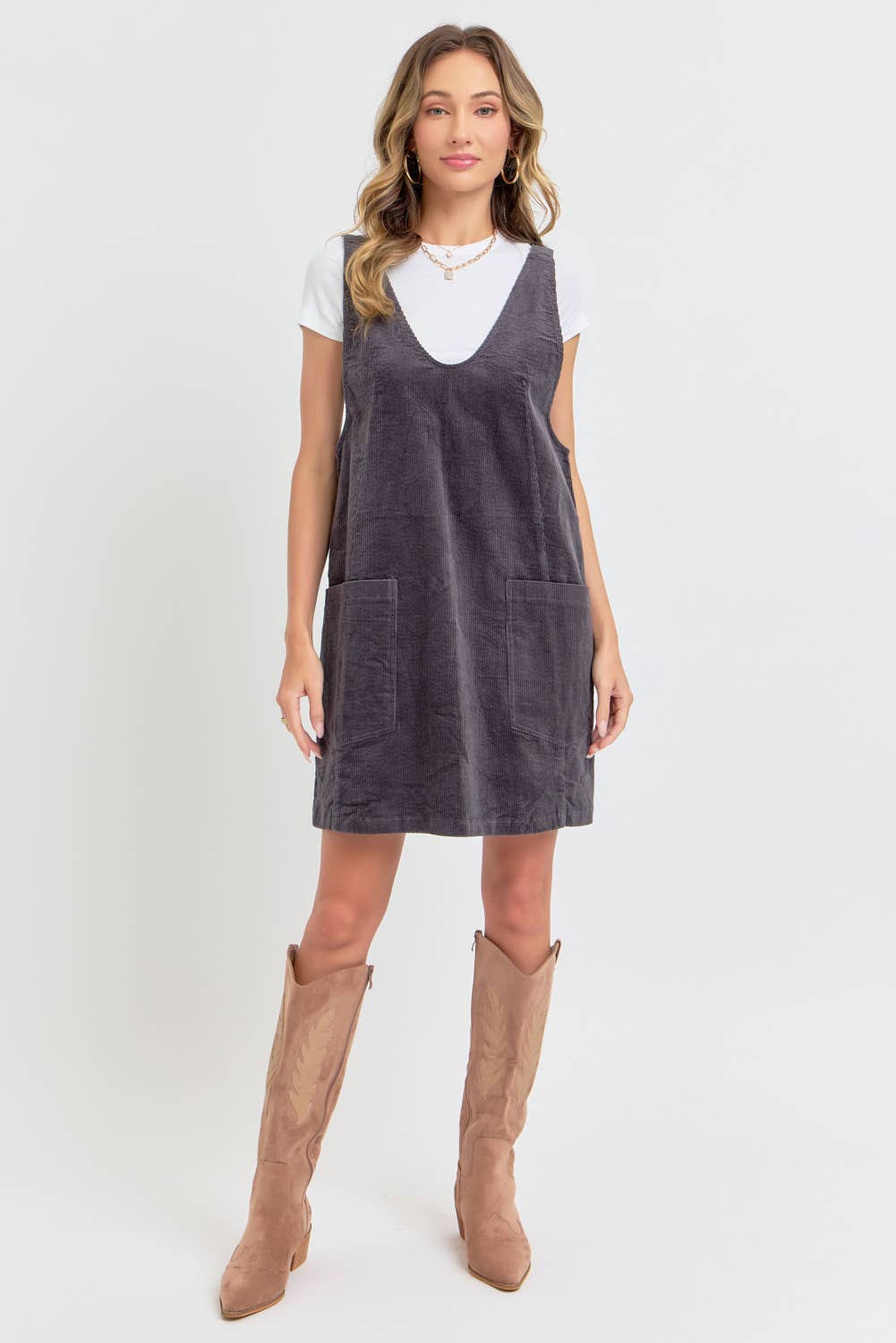 CASUAL OVERALL CORDUROY DRESS