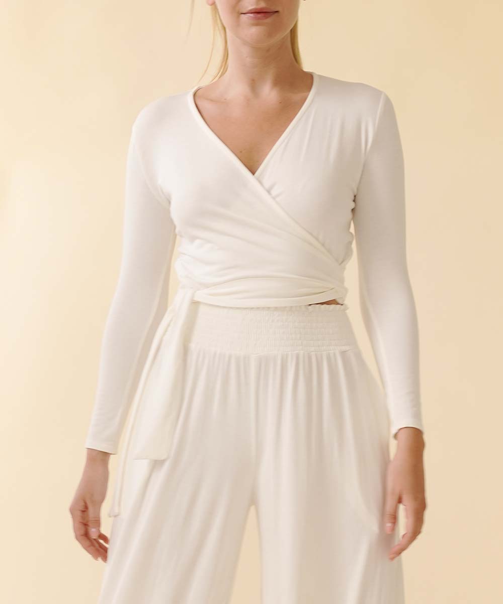 Bamboo Wrap Crop Top - Dull Grey