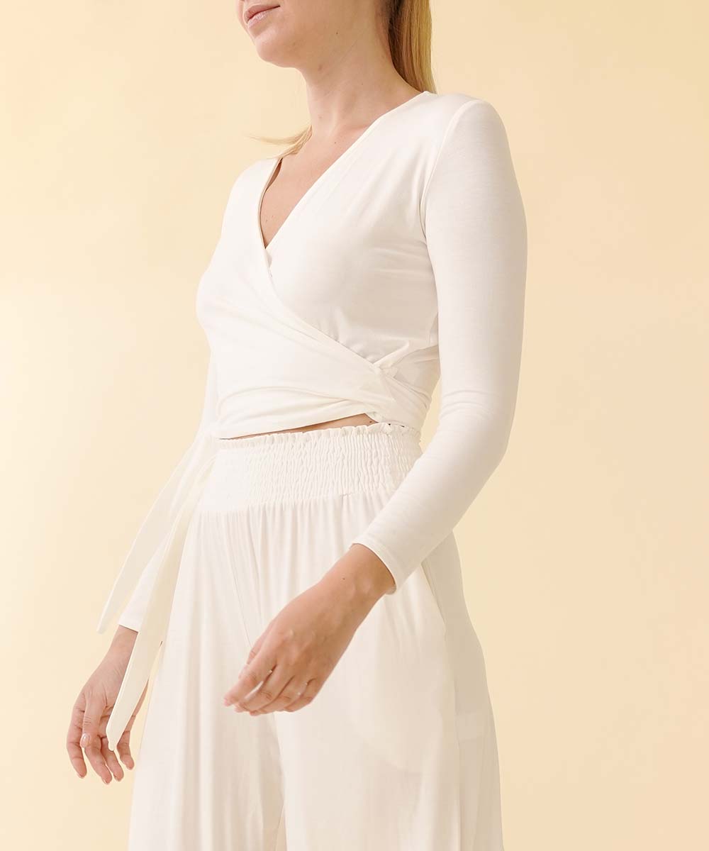 Bamboo Wrap Crop Top - Dull Grey