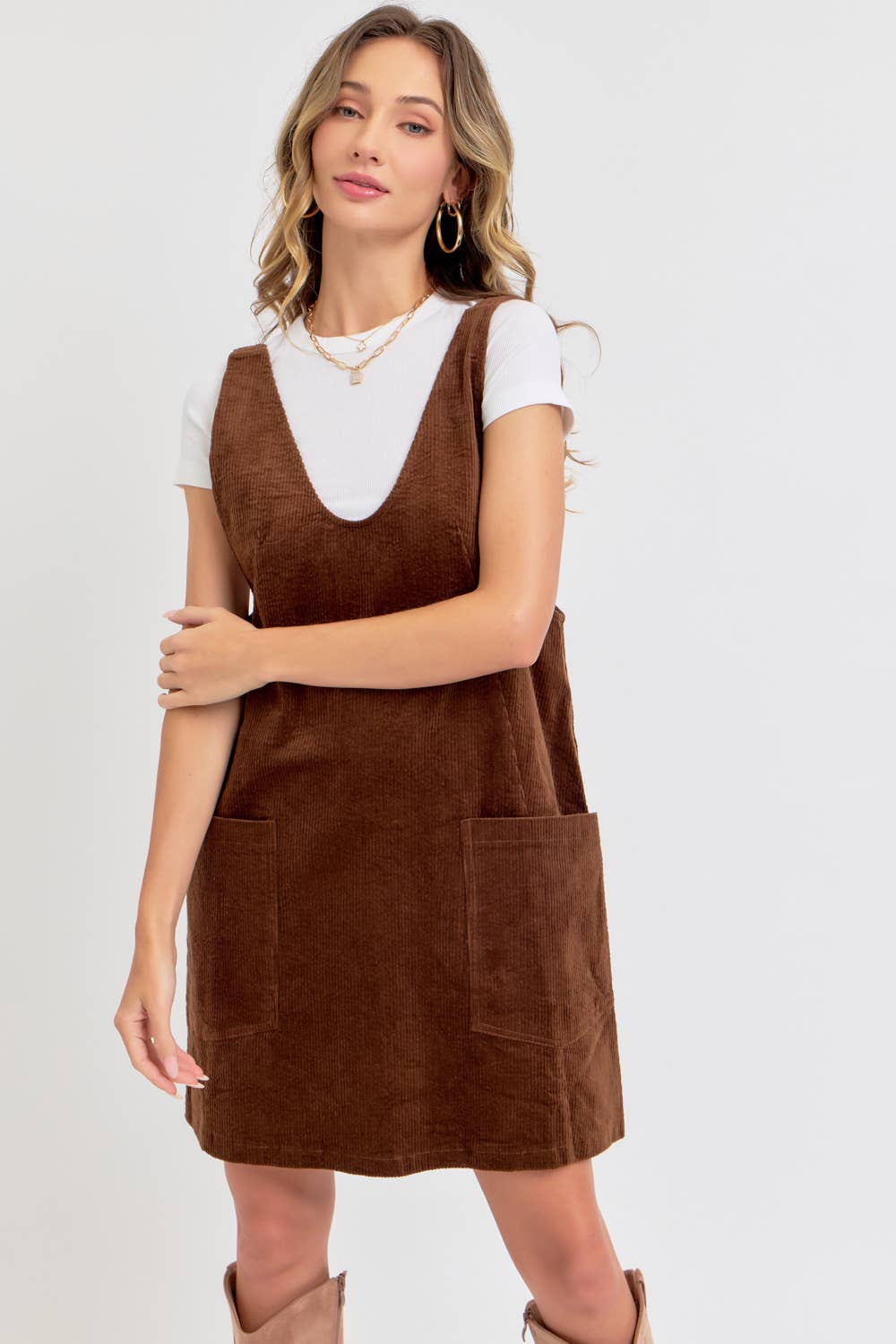 CASUAL OVERALL CORDUROY DRESS