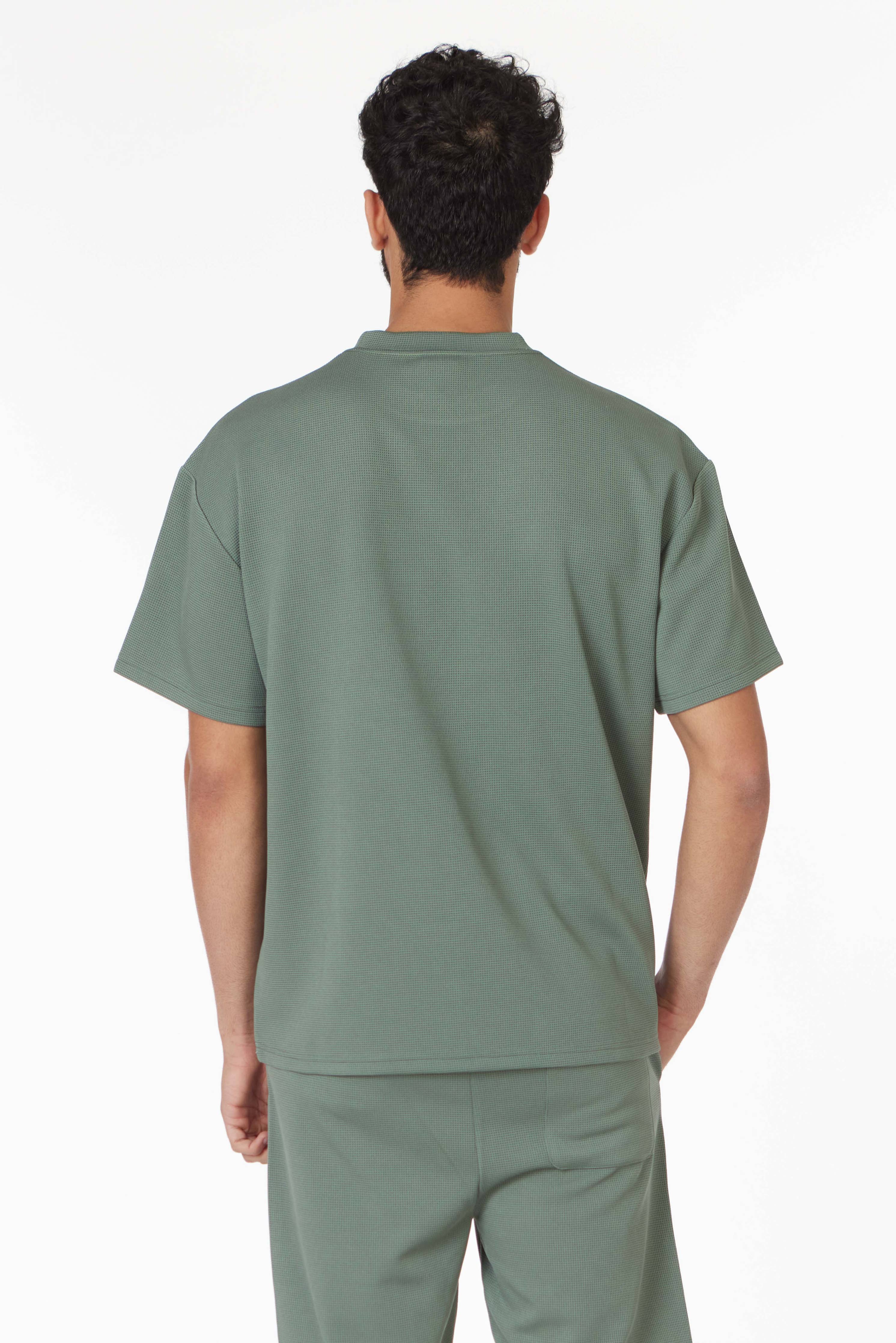 Short Sleeve Textured T-Shirt & Short Set (Green)