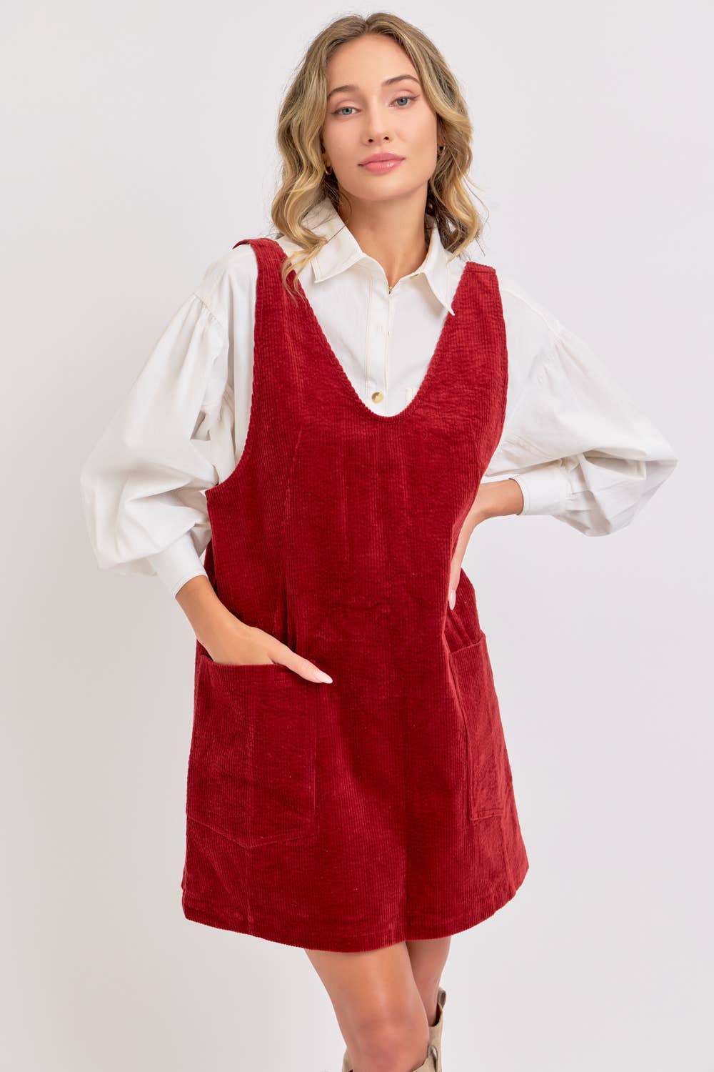 CASUAL OVERALL CORDUROY DRESS