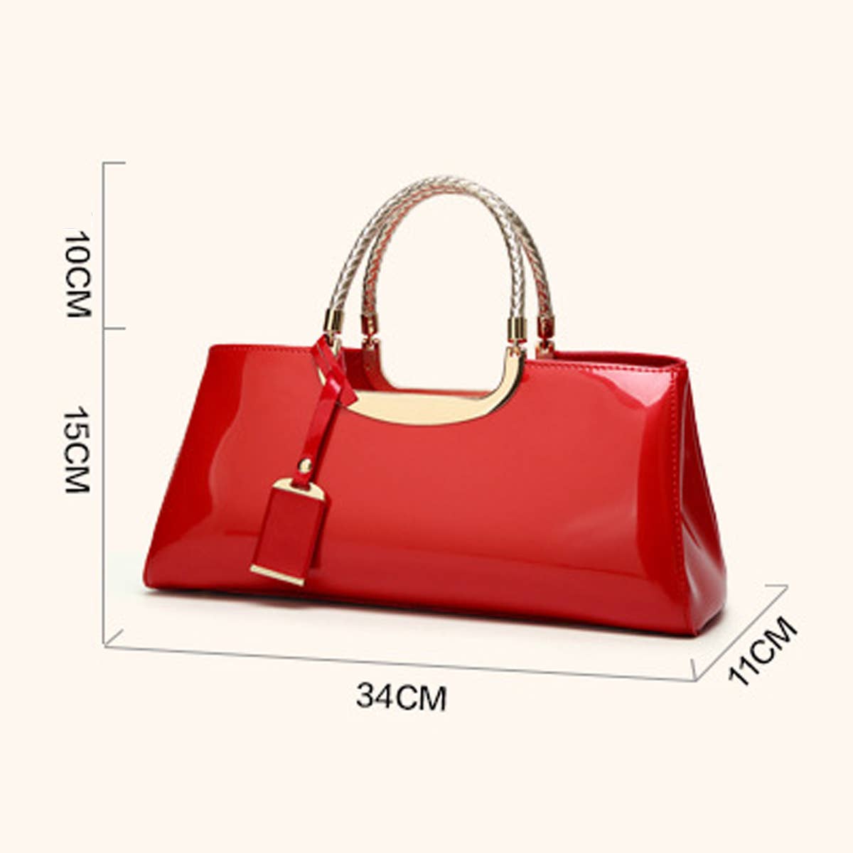 FASHIONABLE EVENING GLOSSY PATENT LEATHER TOTE