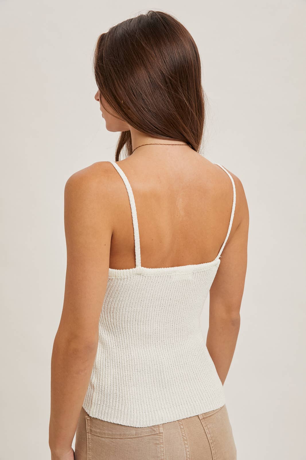 V-NECK RIBBED KNIT TANK TOP