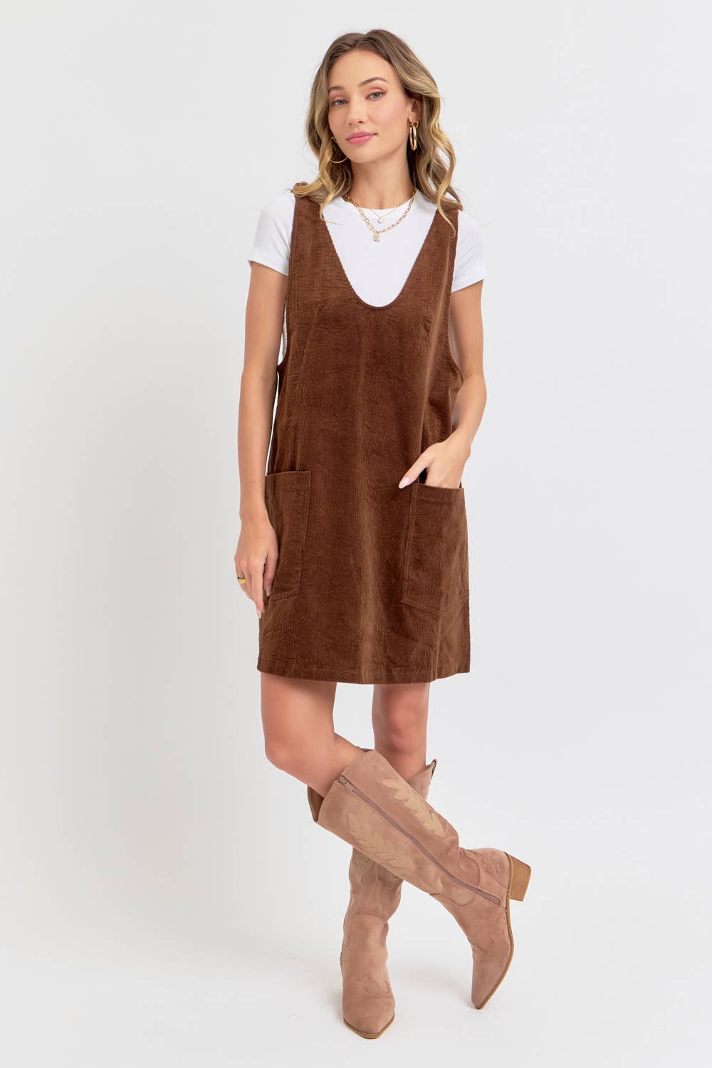 CASUAL OVERALL CORDUROY DRESS