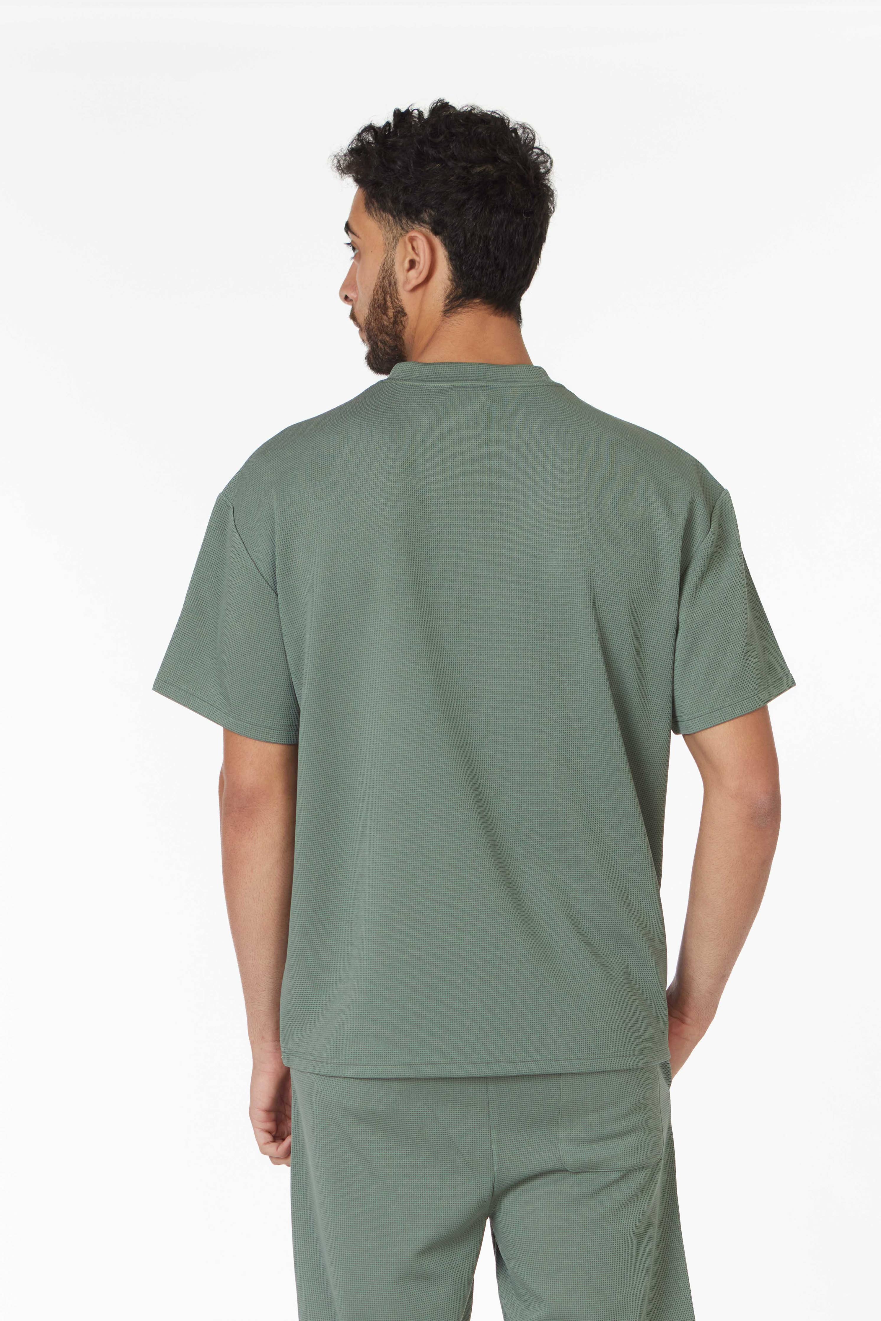 Short Sleeve Textured T-Shirt & Short Set (Green)