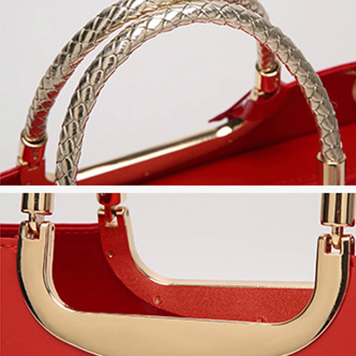 FASHIONABLE EVENING GLOSSY PATENT LEATHER TOTE