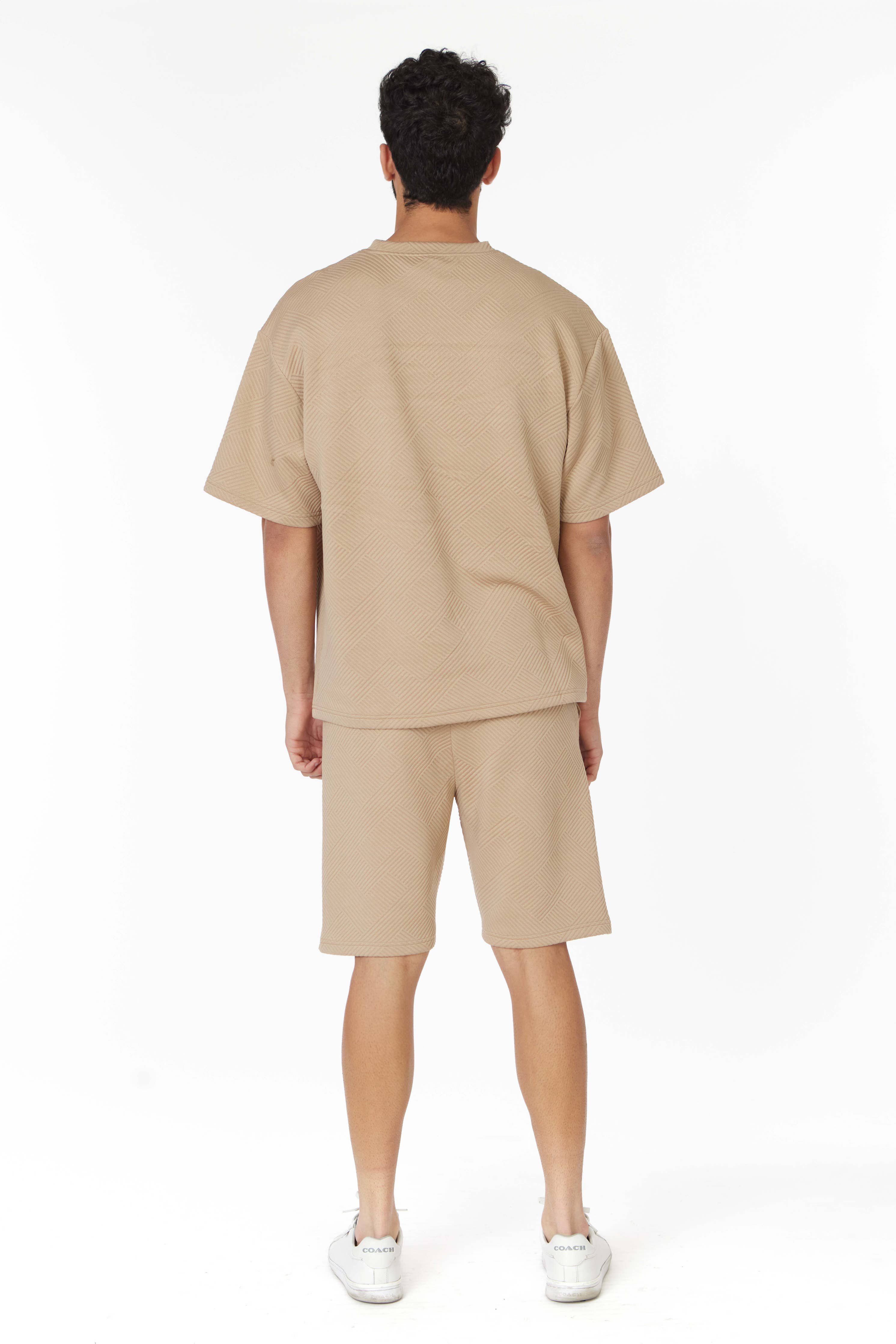 Short Sleeve Textured T-Shirt & Short Set (Sand)