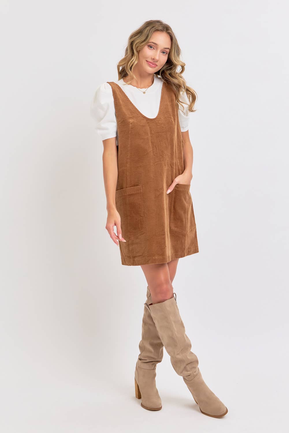 CASUAL OVERALL CORDUROY DRESS
