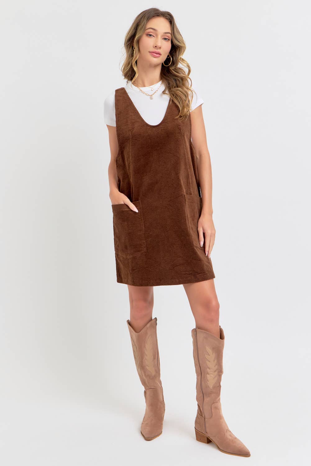 CASUAL OVERALL CORDUROY DRESS