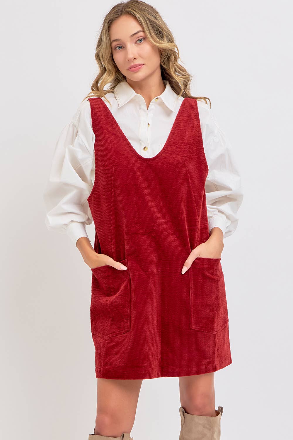 CASUAL OVERALL CORDUROY DRESS