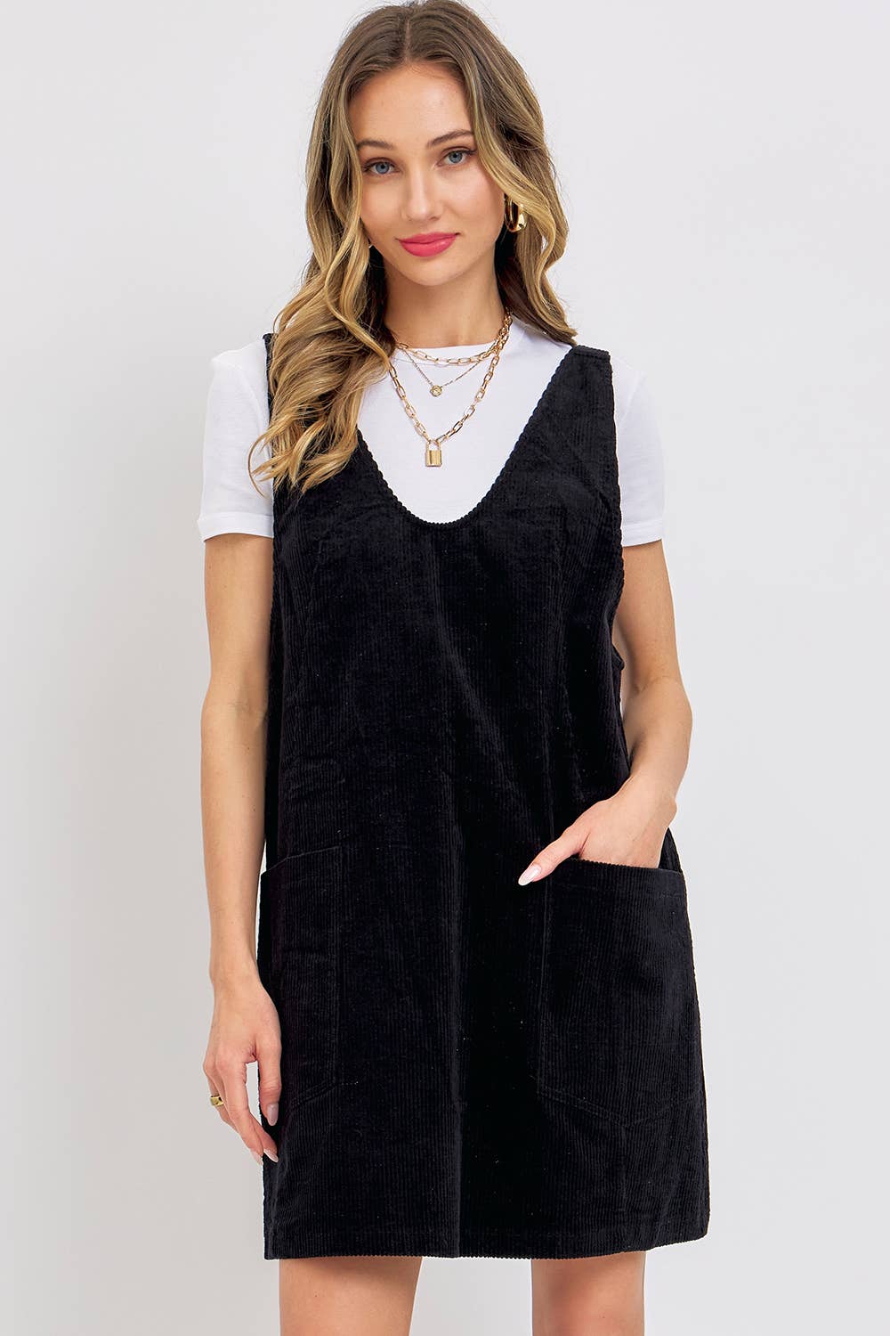 CASUAL OVERALL CORDUROY DRESS