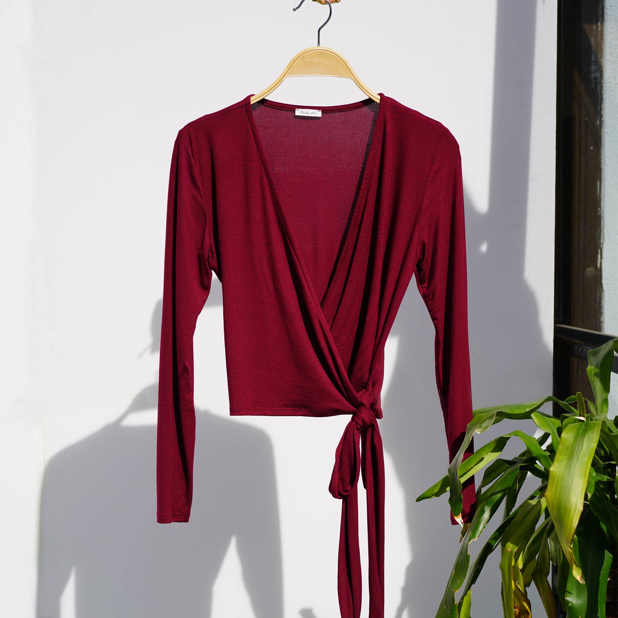 Bamboo Wrap Crop Top - Dull Grey