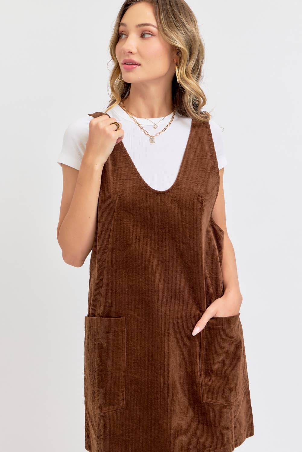 CASUAL OVERALL CORDUROY DRESS