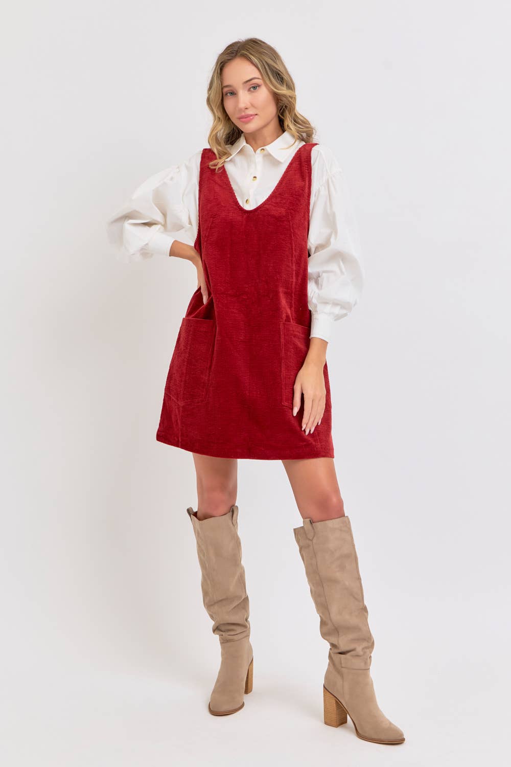 CASUAL OVERALL CORDUROY DRESS