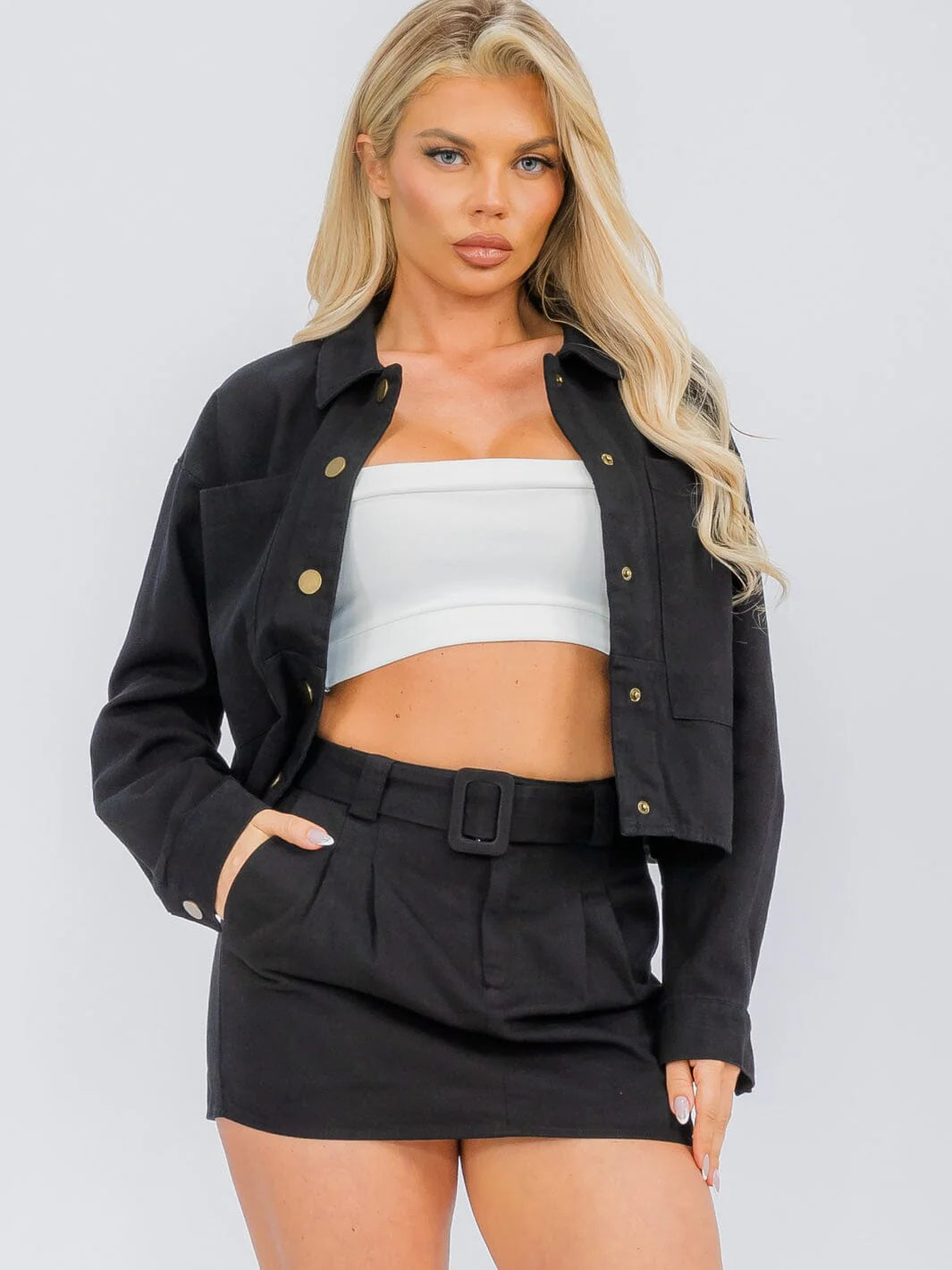 BUTTON CLOSURE DENIM MINI SKIRT