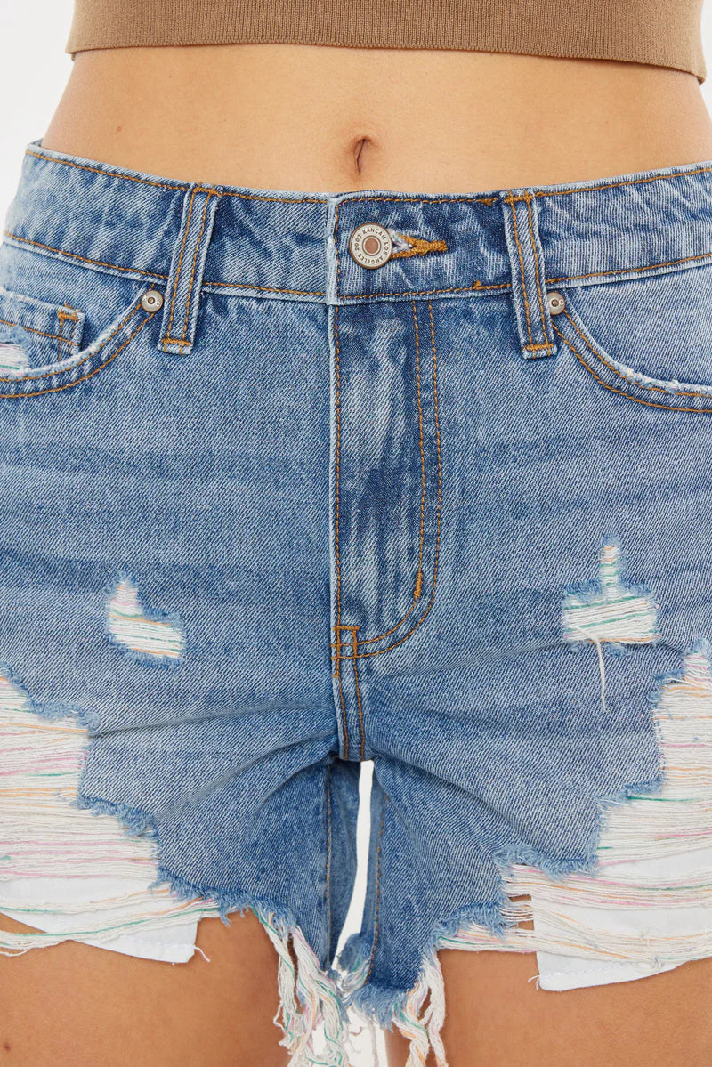 High Rise Rainbow Threads Shorts