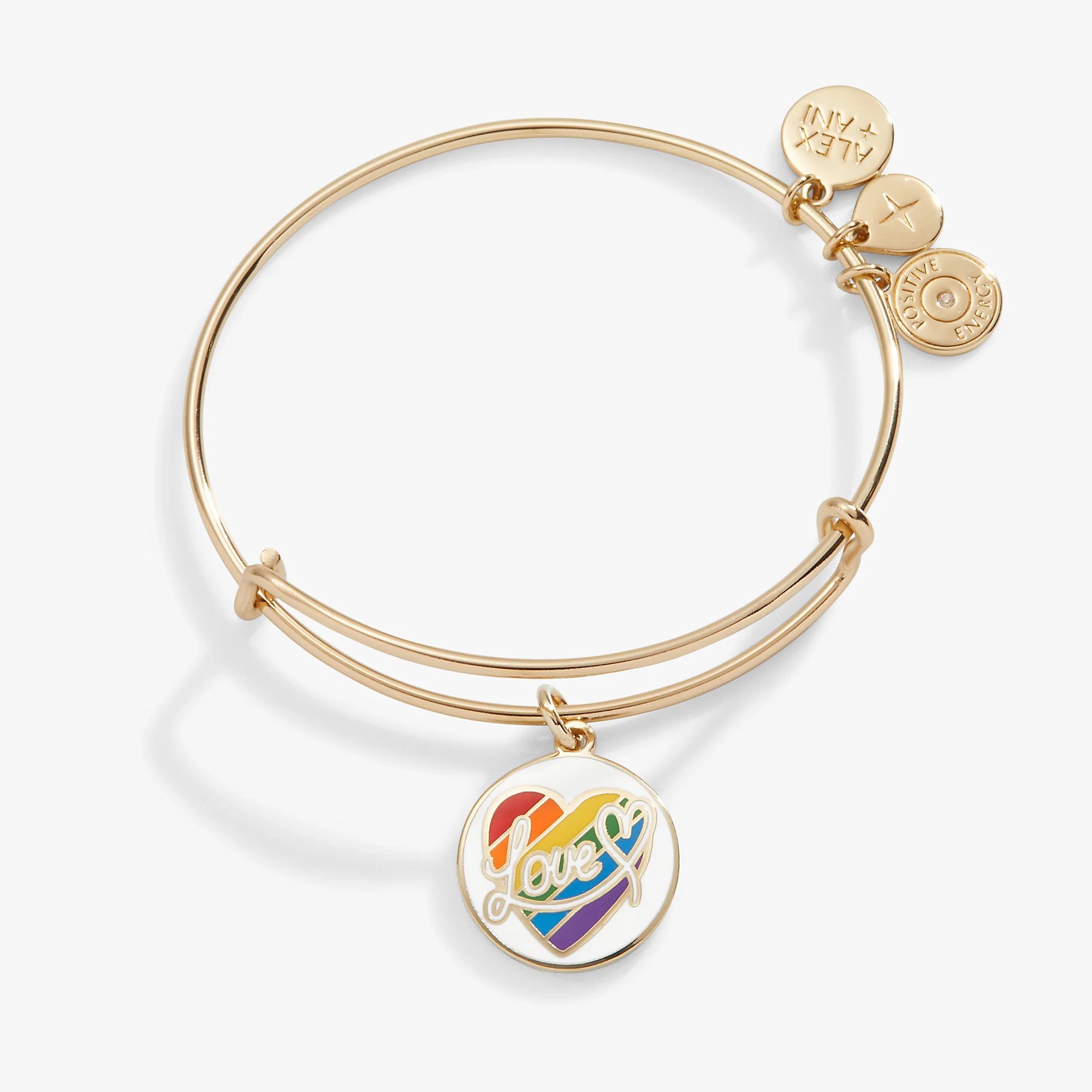 Alex and Ani Love Rainbow Heart Charm Bangle