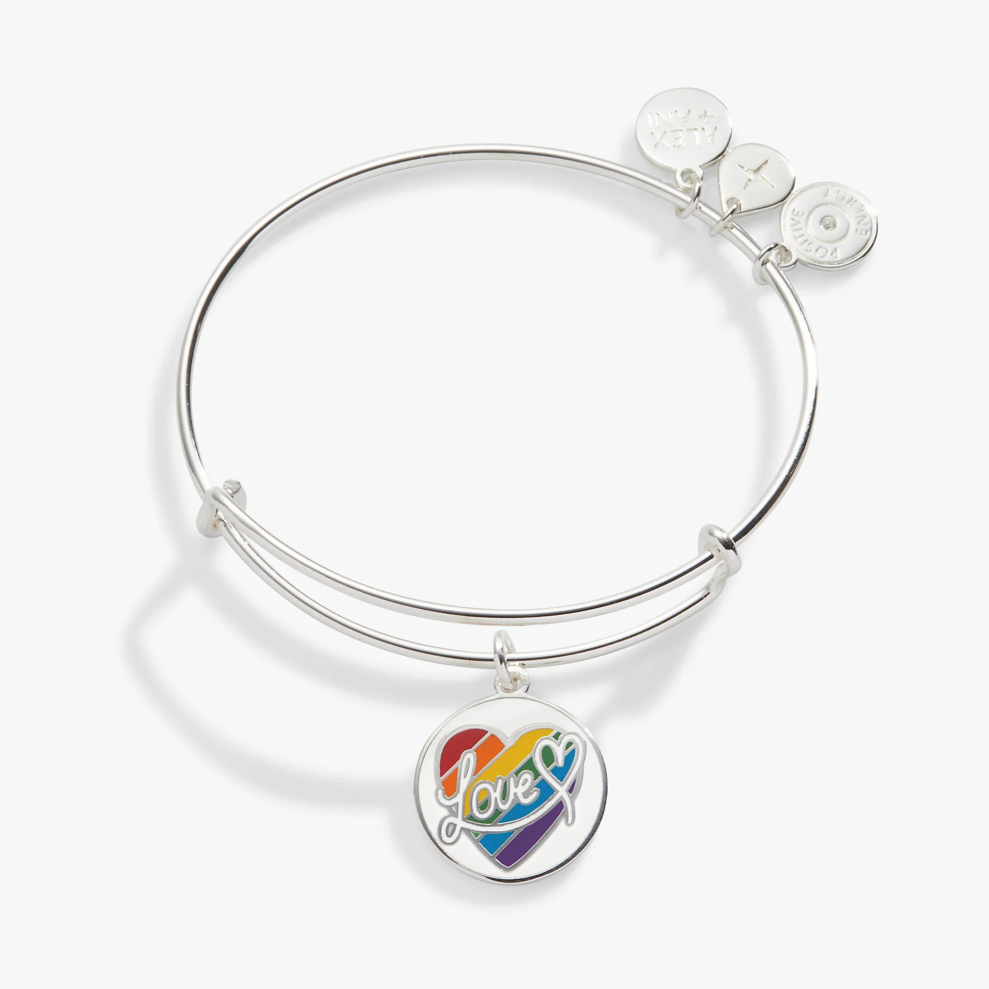 Alex and Ani Love Rainbow Heart Charm Bangle