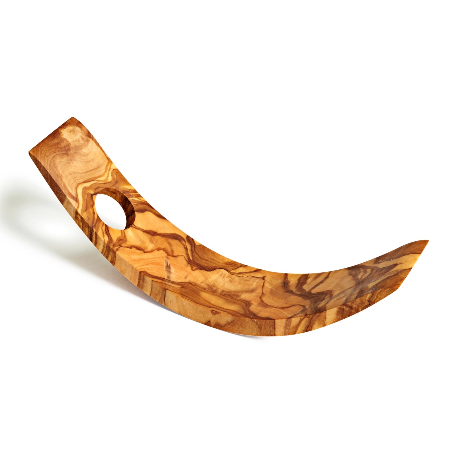 Olive Wood Crescent Bottle Holder