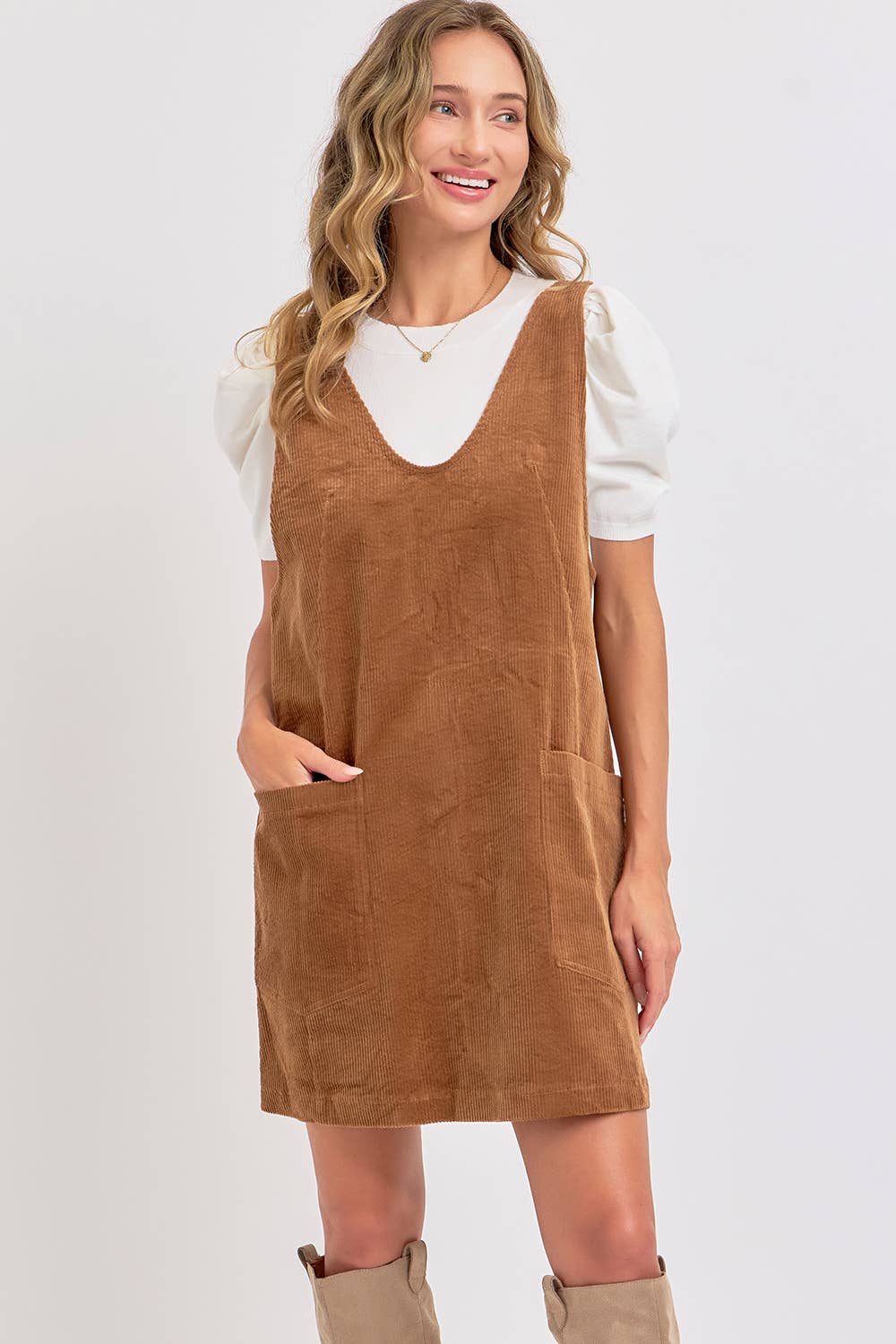 CASUAL OVERALL CORDUROY DRESS