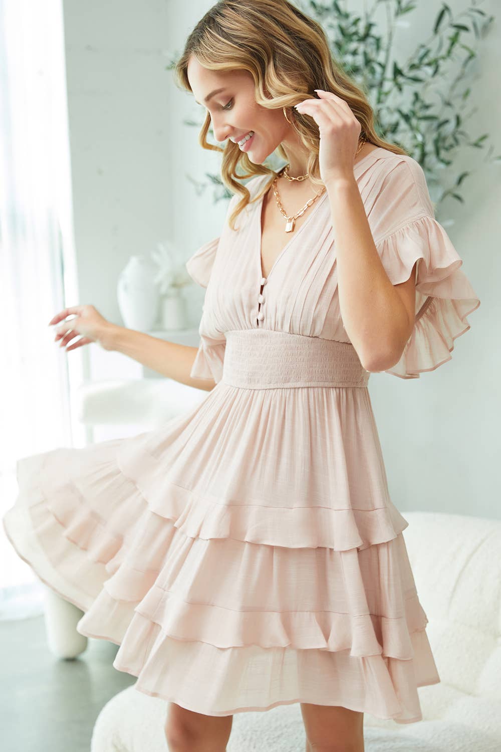 RUFFLE TIERED DRESS