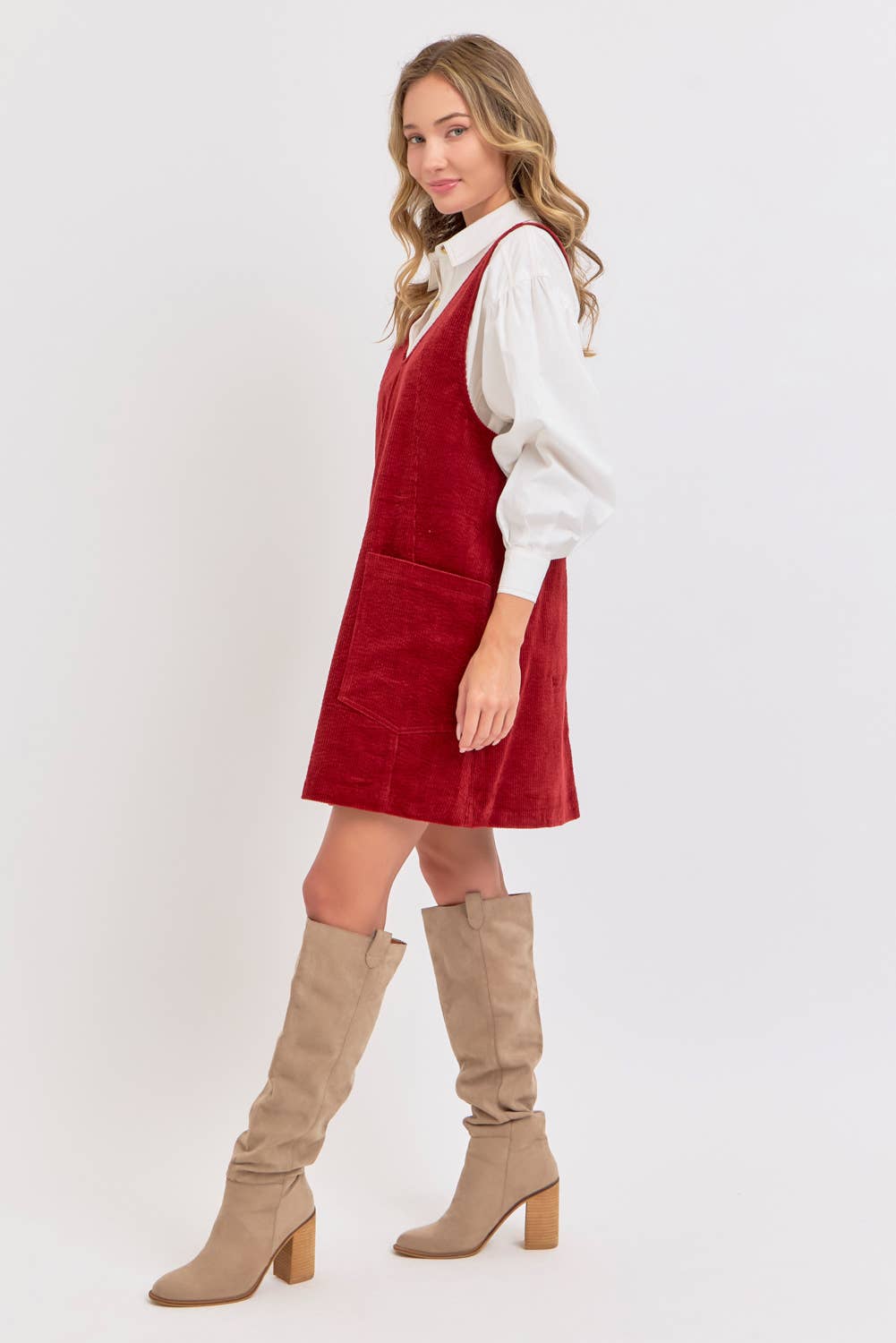 CASUAL OVERALL CORDUROY DRESS