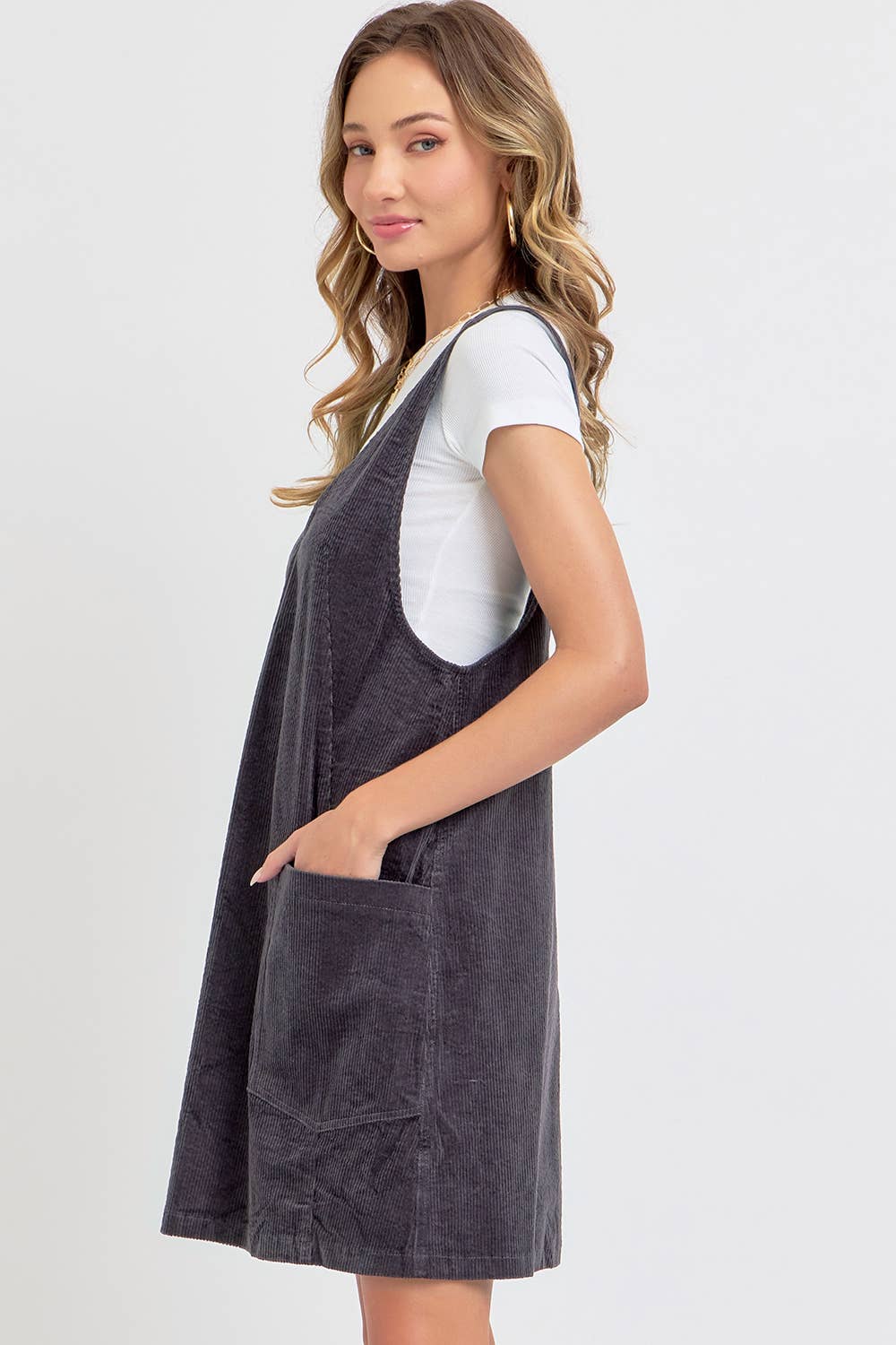 CASUAL OVERALL CORDUROY DRESS