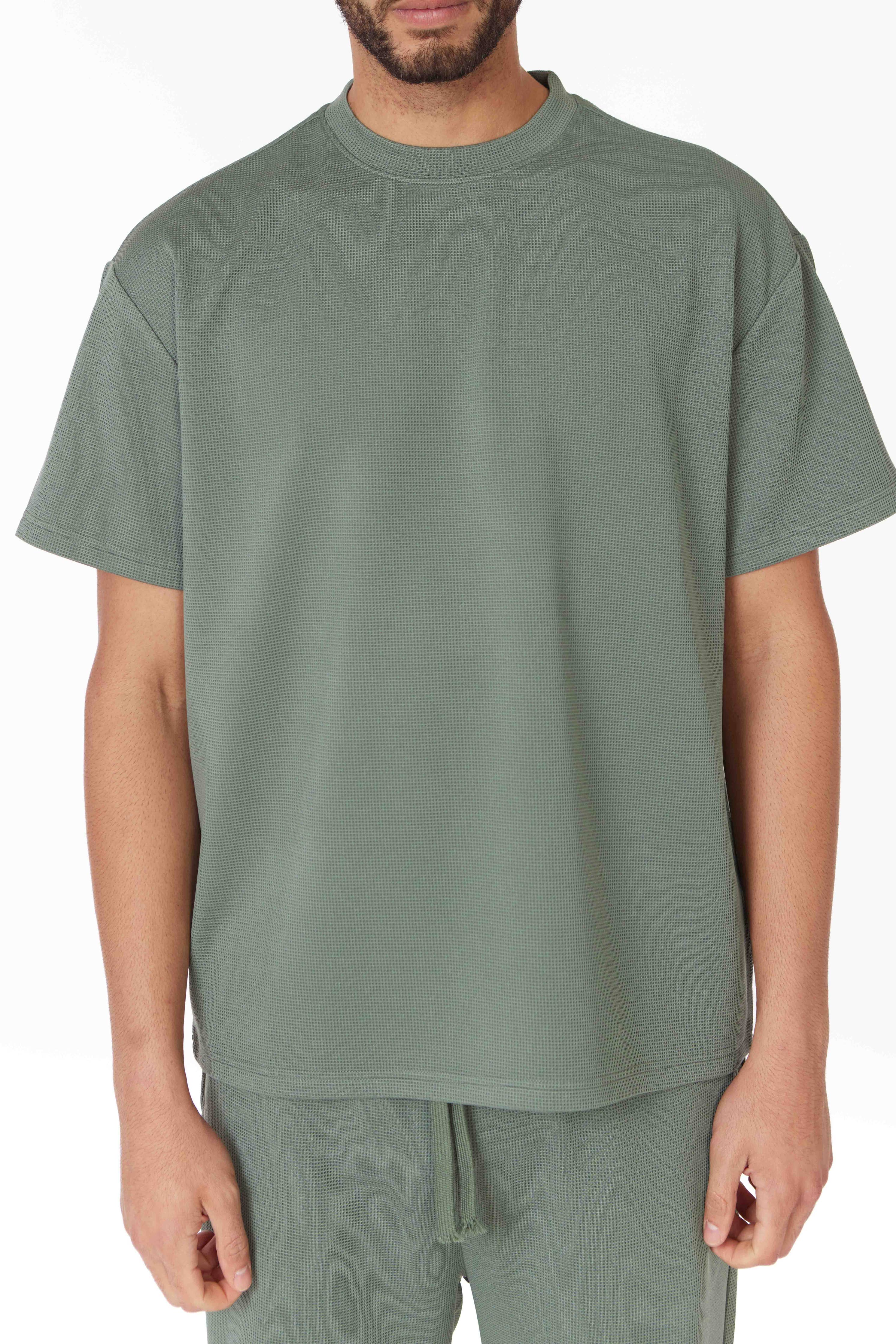 Short Sleeve Textured T-Shirt & Short Set (Green)