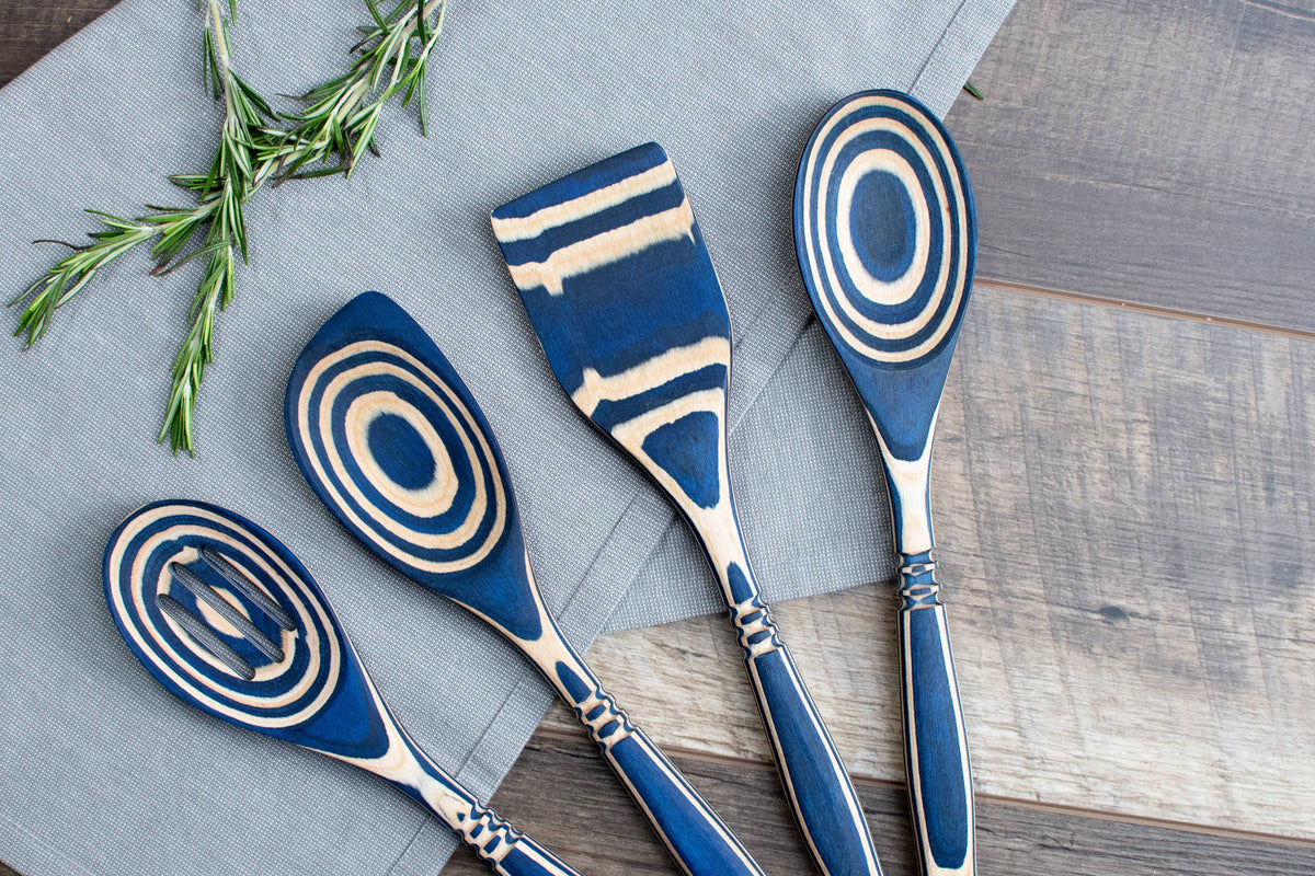 IB 12" Blue Pakka Wood Corner Spoon