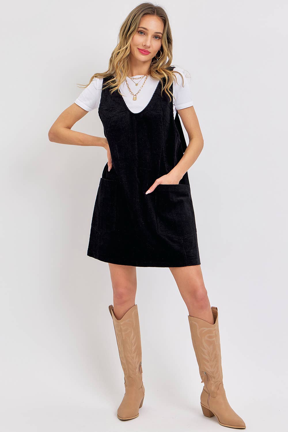 CASUAL OVERALL CORDUROY DRESS
