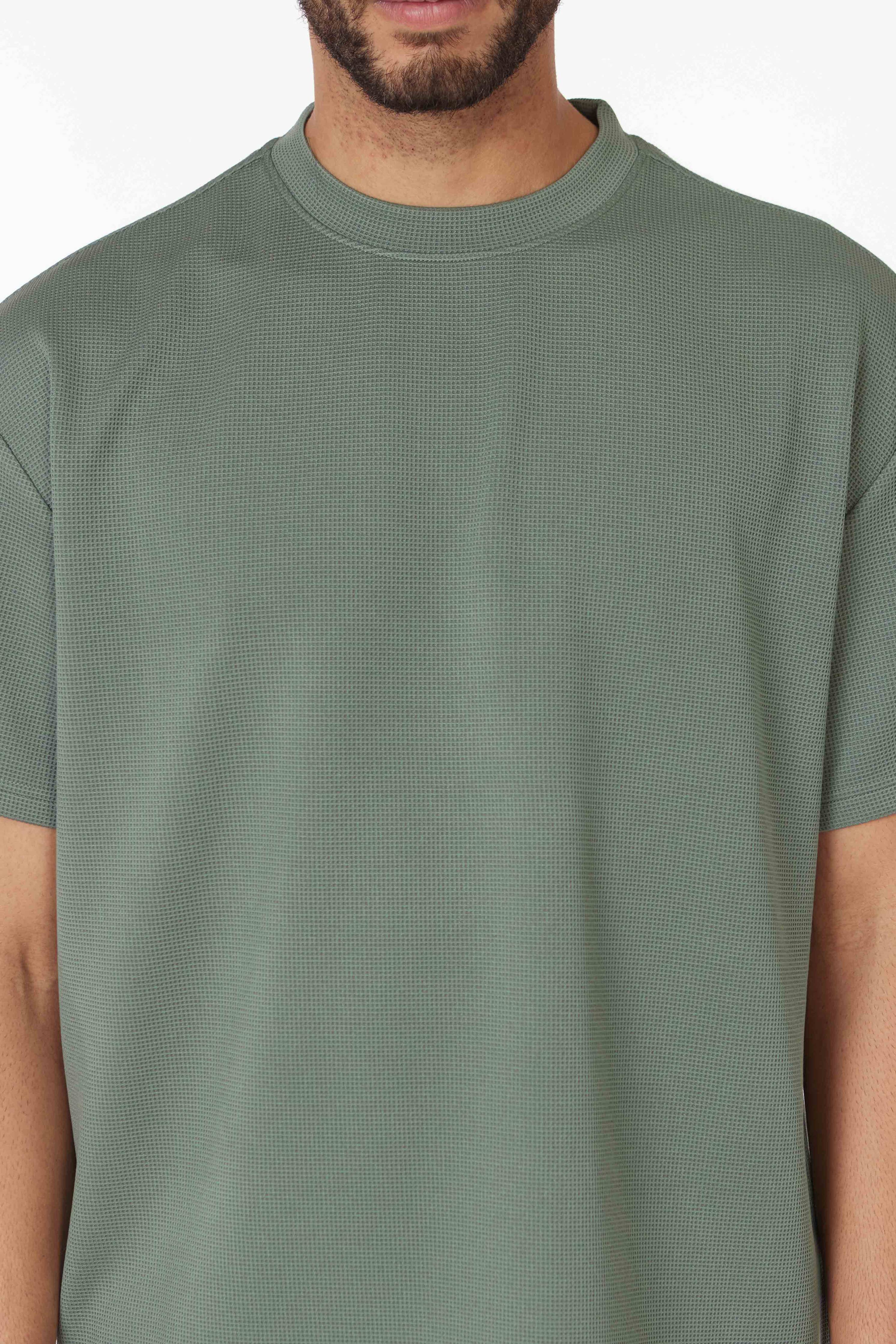 Short Sleeve Textured T-Shirt & Short Set (Green)