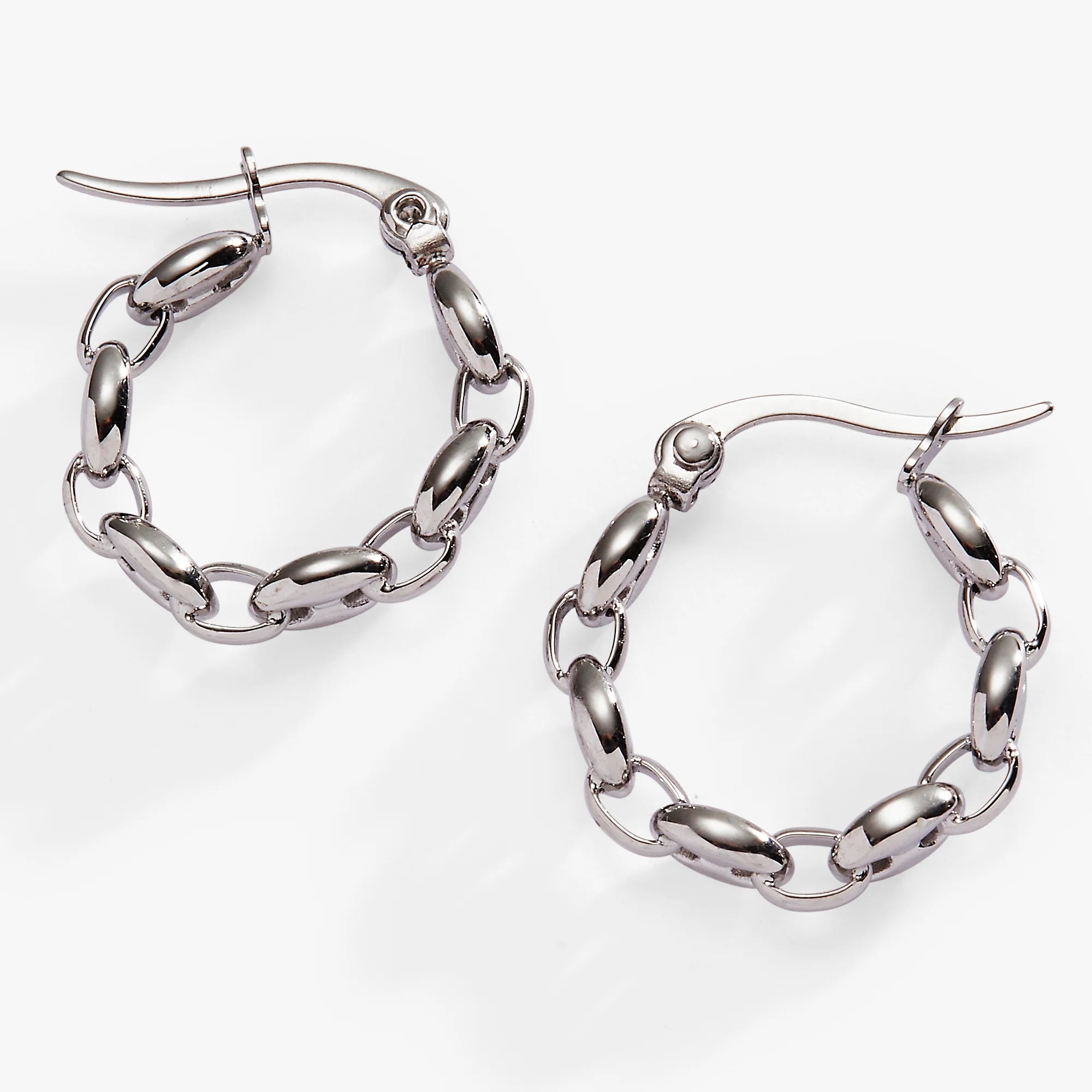 Alex and Ani Frozen Mariner Chain Hoop Earrings