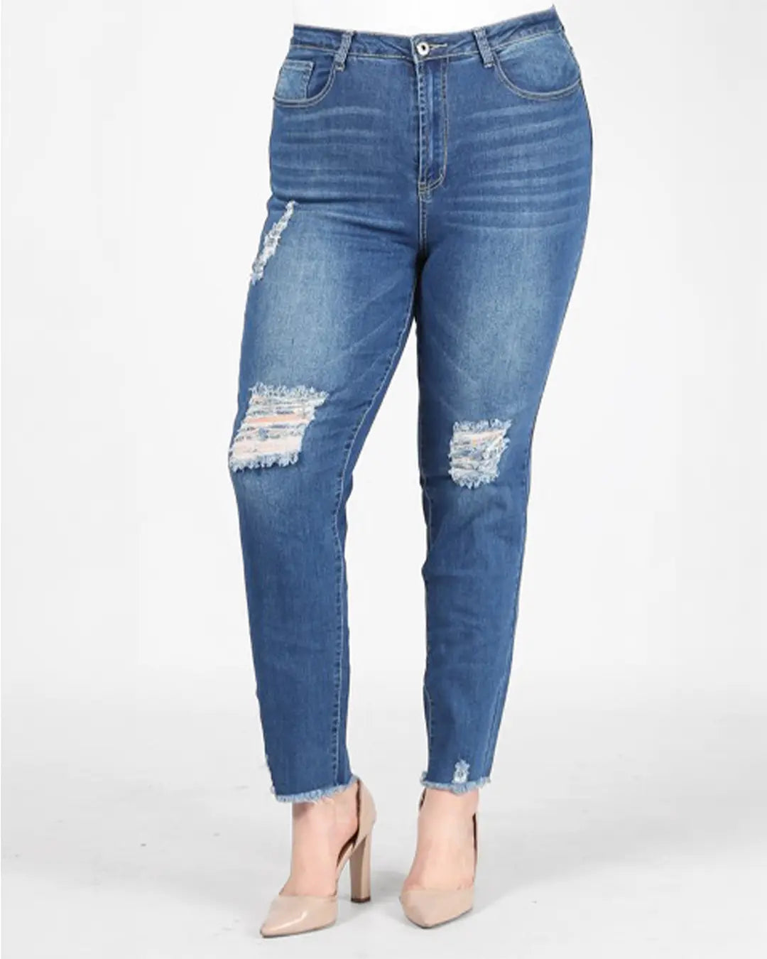 Curvy Denim Ripped Knee