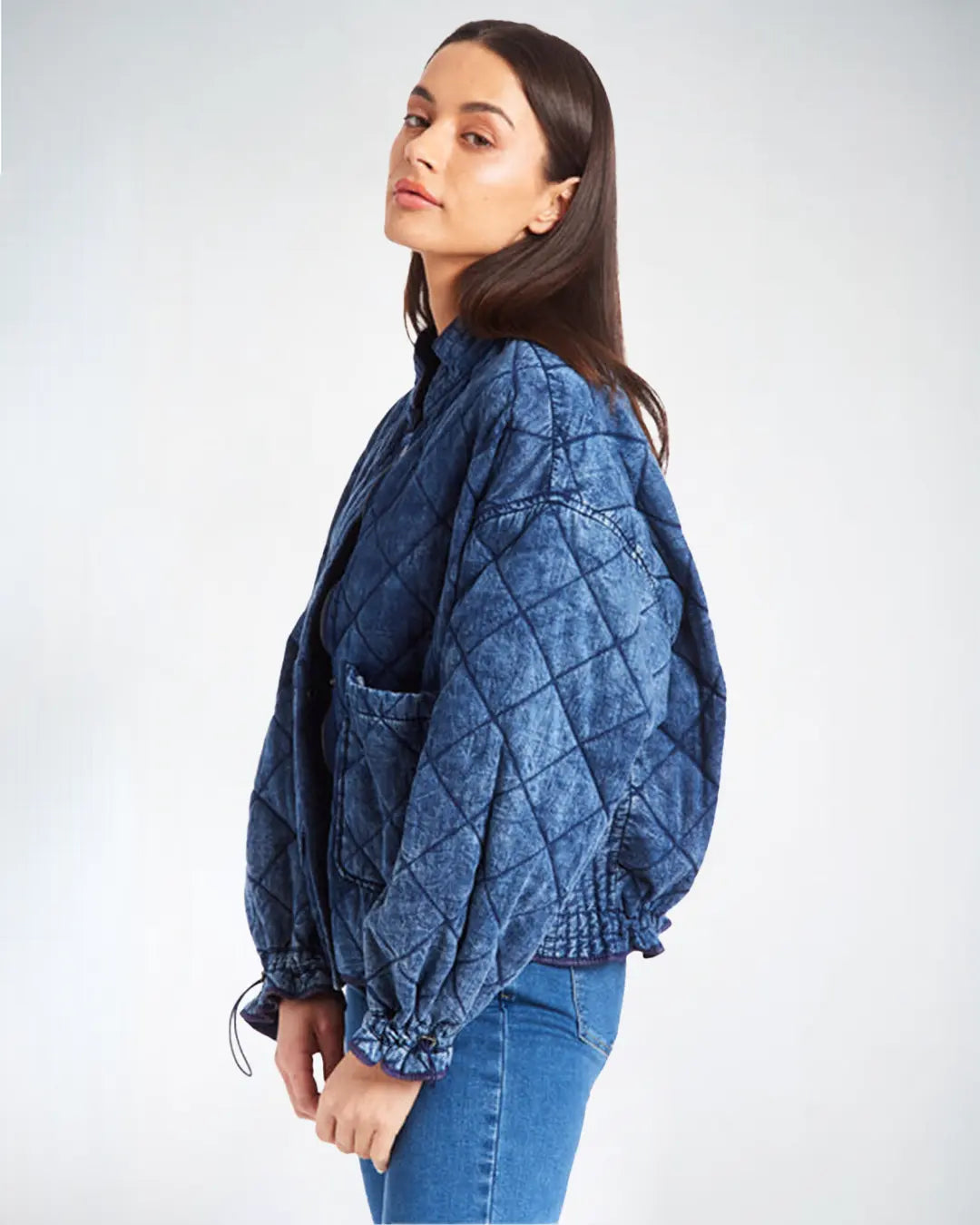 Sparkle and switch up your style with our Diamond Quilted Reversible Denim Jacket: Two chic looks in one, featuring a dazzling quilted pattern and classic denim, perfect for unleashing your fashion creativity and rocking multiple outfits with a single wardrobe staple! Embrace the versatility and shine bright like a diamond wherever you go!