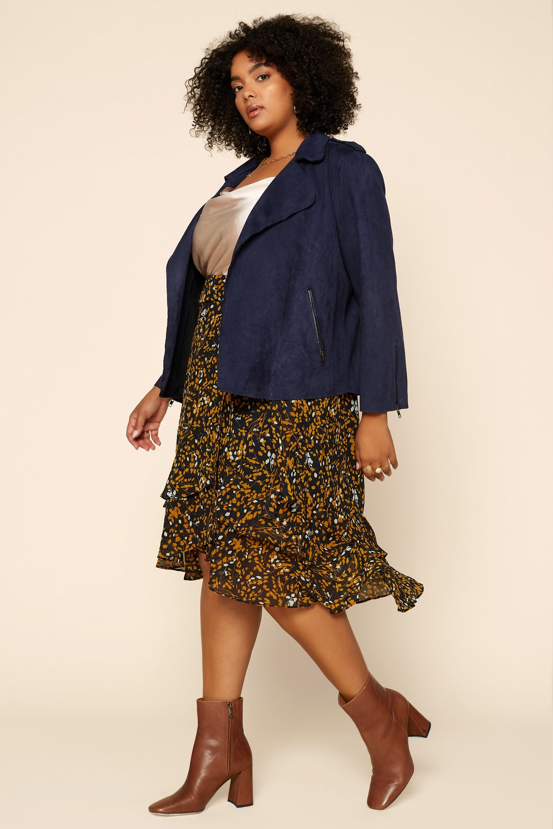 Navy Front Pocket Biker Jacket