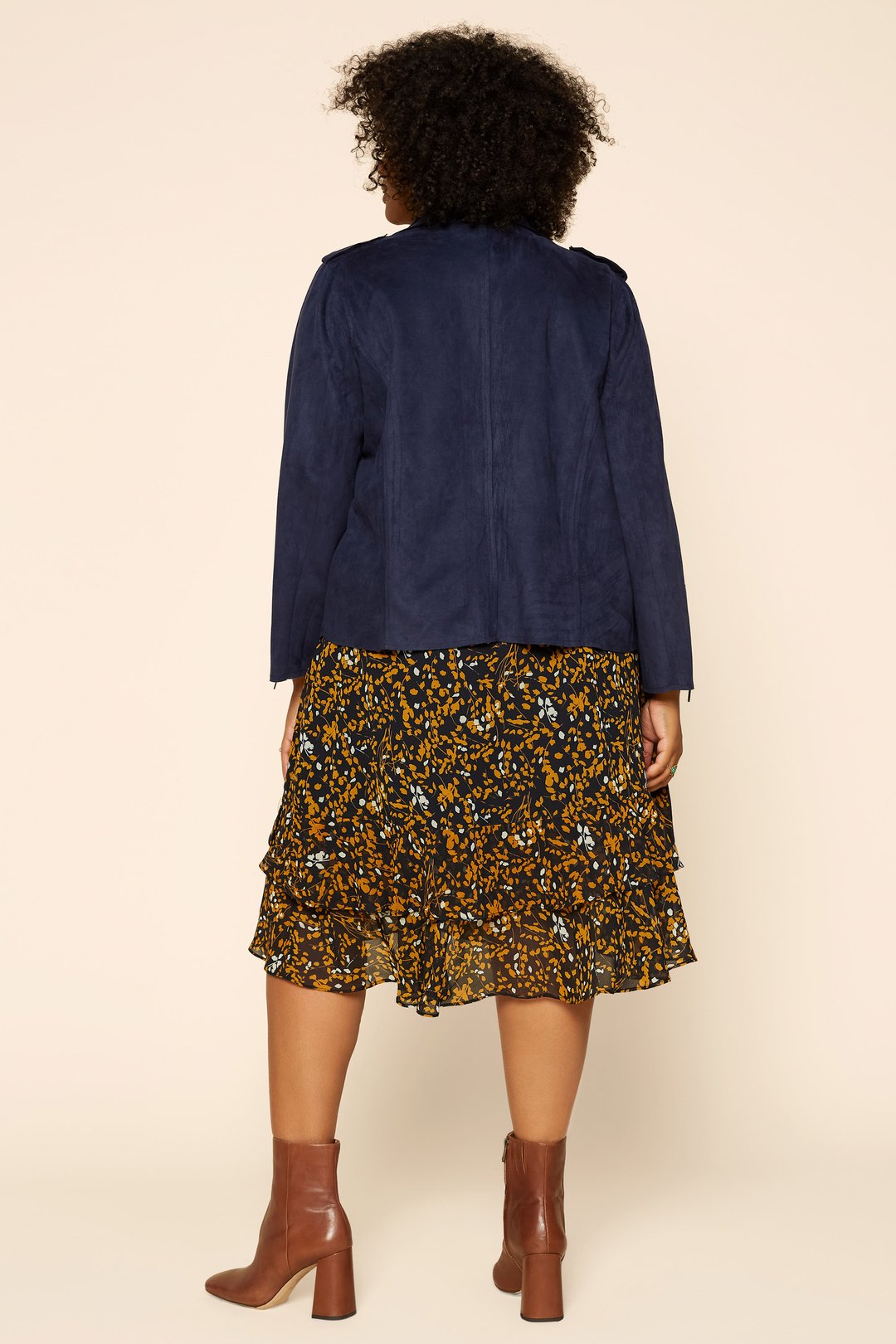 Navy Front Pocket Biker Jacket