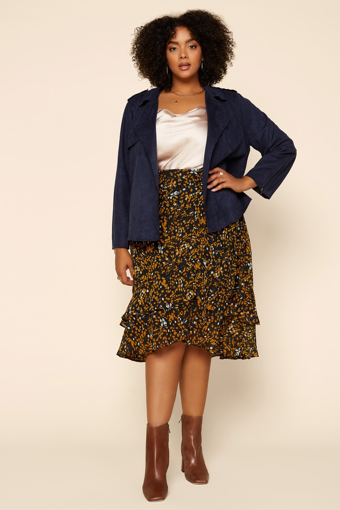 Navy Front Pocket Biker Jacket