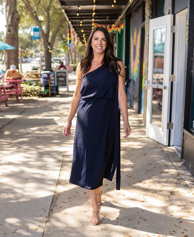 One-Shoulder Satin Dress