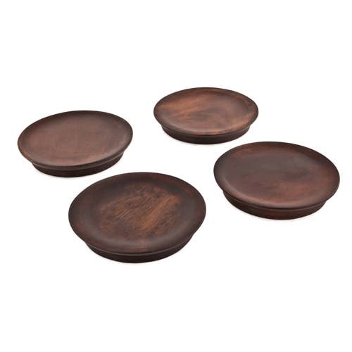 Mahogany Wine Glass Topper Appetizer Plates - Set of 4