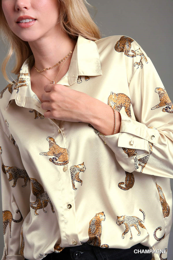Satin Animal Print Shirt