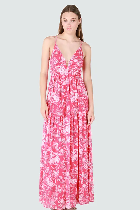 Pink Floral Maxi Dress