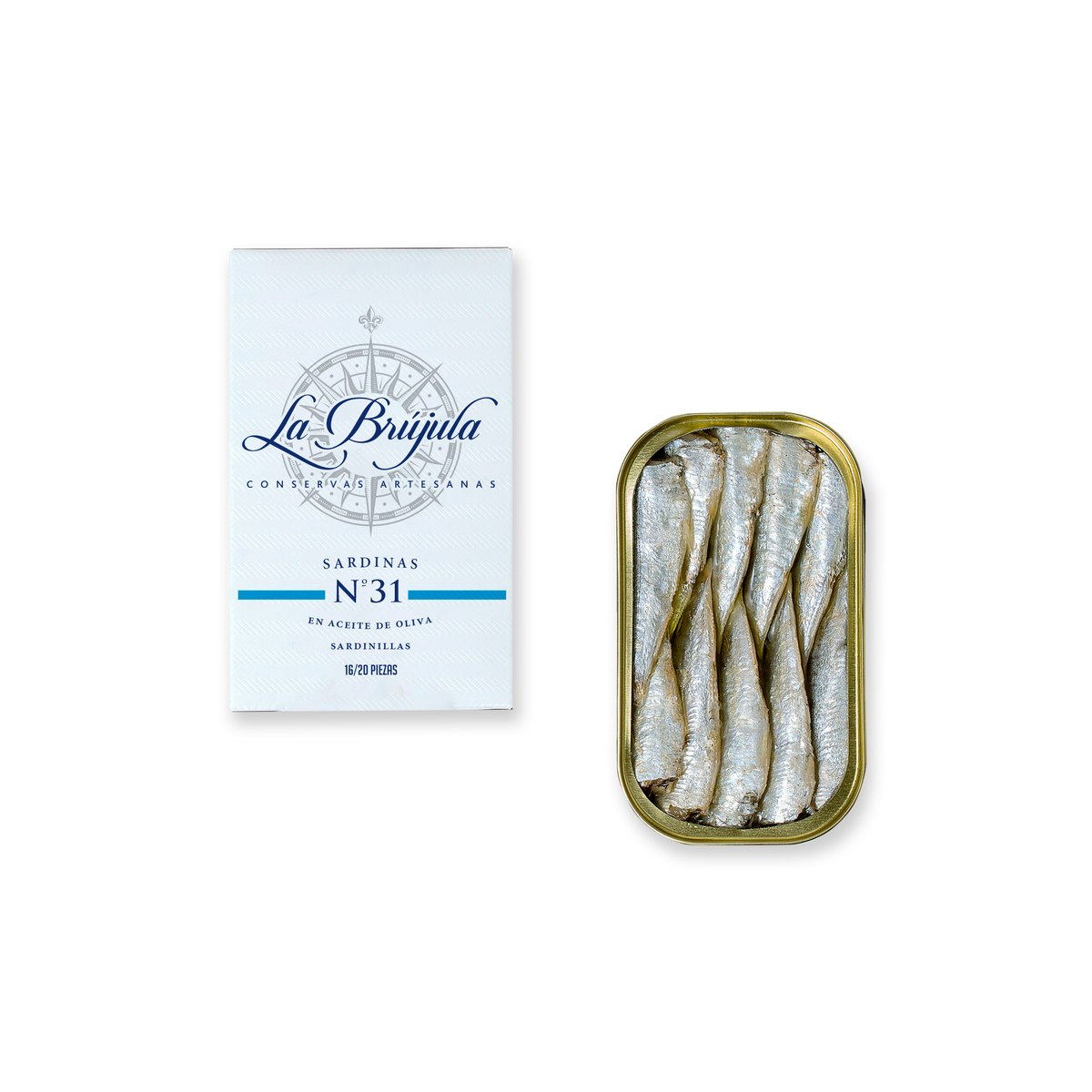La Brujula Small Sardines in Olive Oil - 4.1oz tin